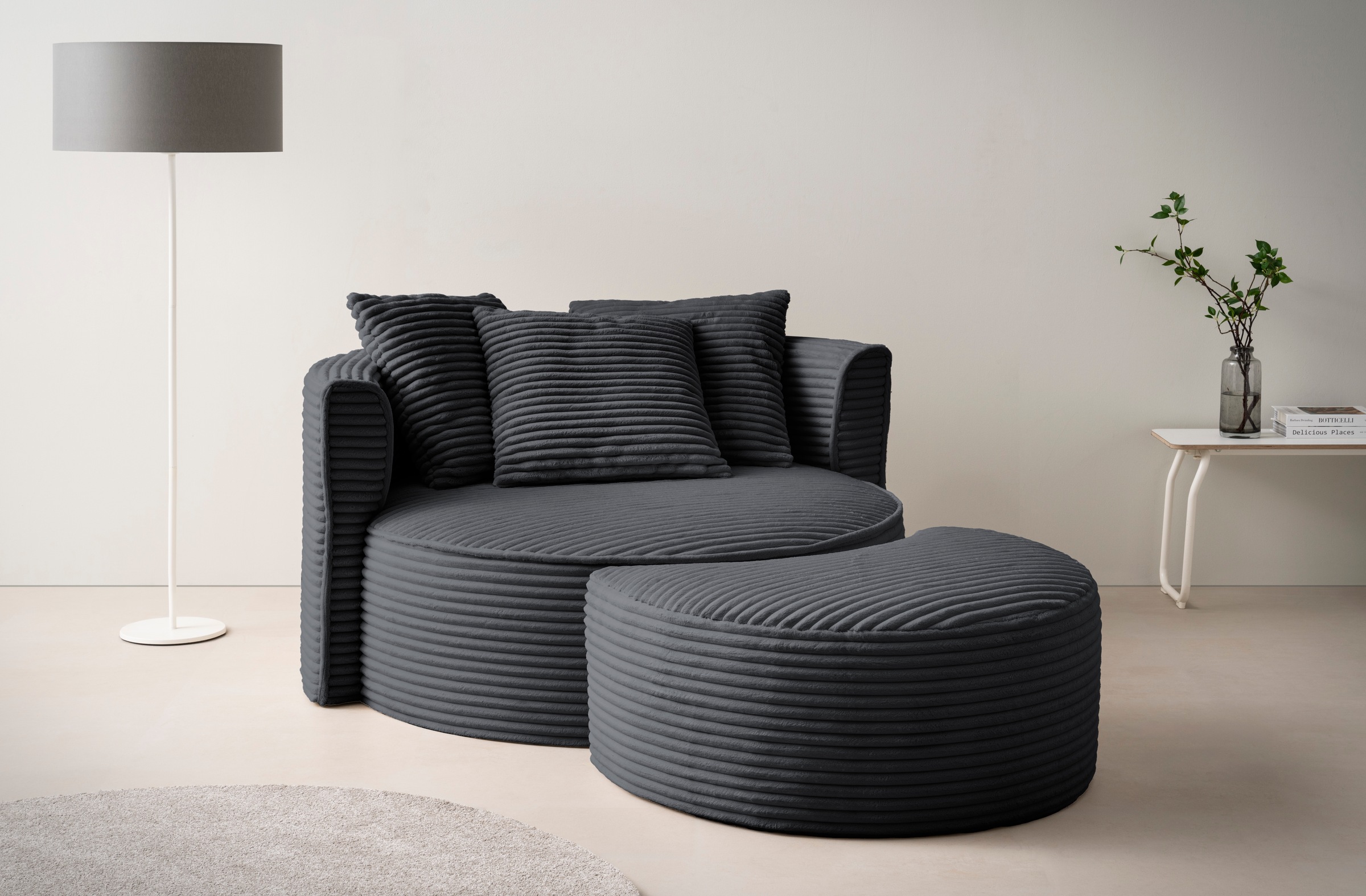LeGer Home by Lena Gercke XXL-Sessel "ISALIE, Rundsessel mit Hocker, Lesese günstig online kaufen