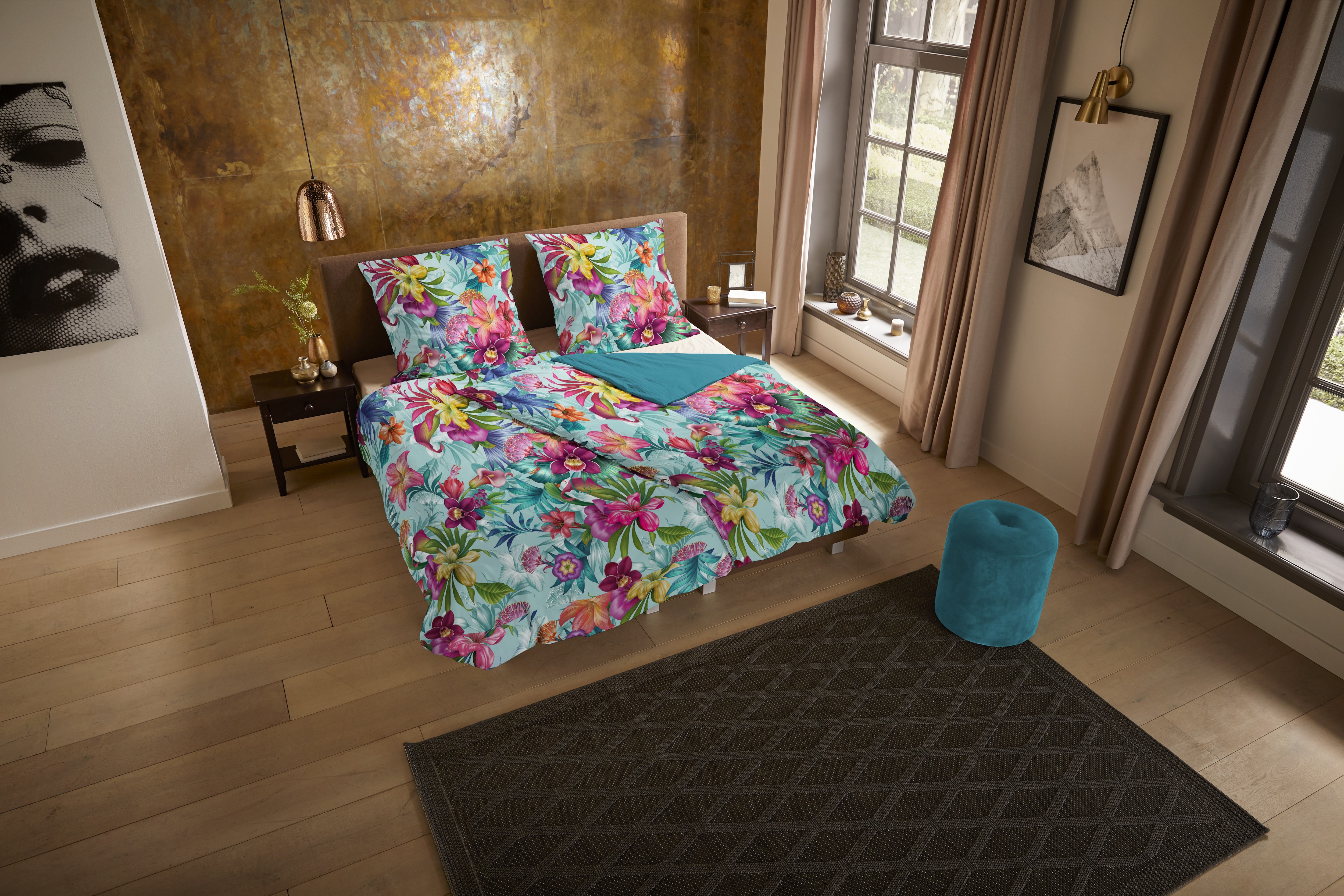 PURE luxury collection Wendebettwäsche "Miray" 2 Mikrofaser, Pflegeleicht, Reißverschluss, Wendeoptik, Blumen, Bunt