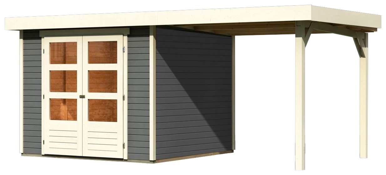 Karibu Gartenhaus »Arnis 3,5«, (Set), mit Anbaudach 2,40 cm Breite