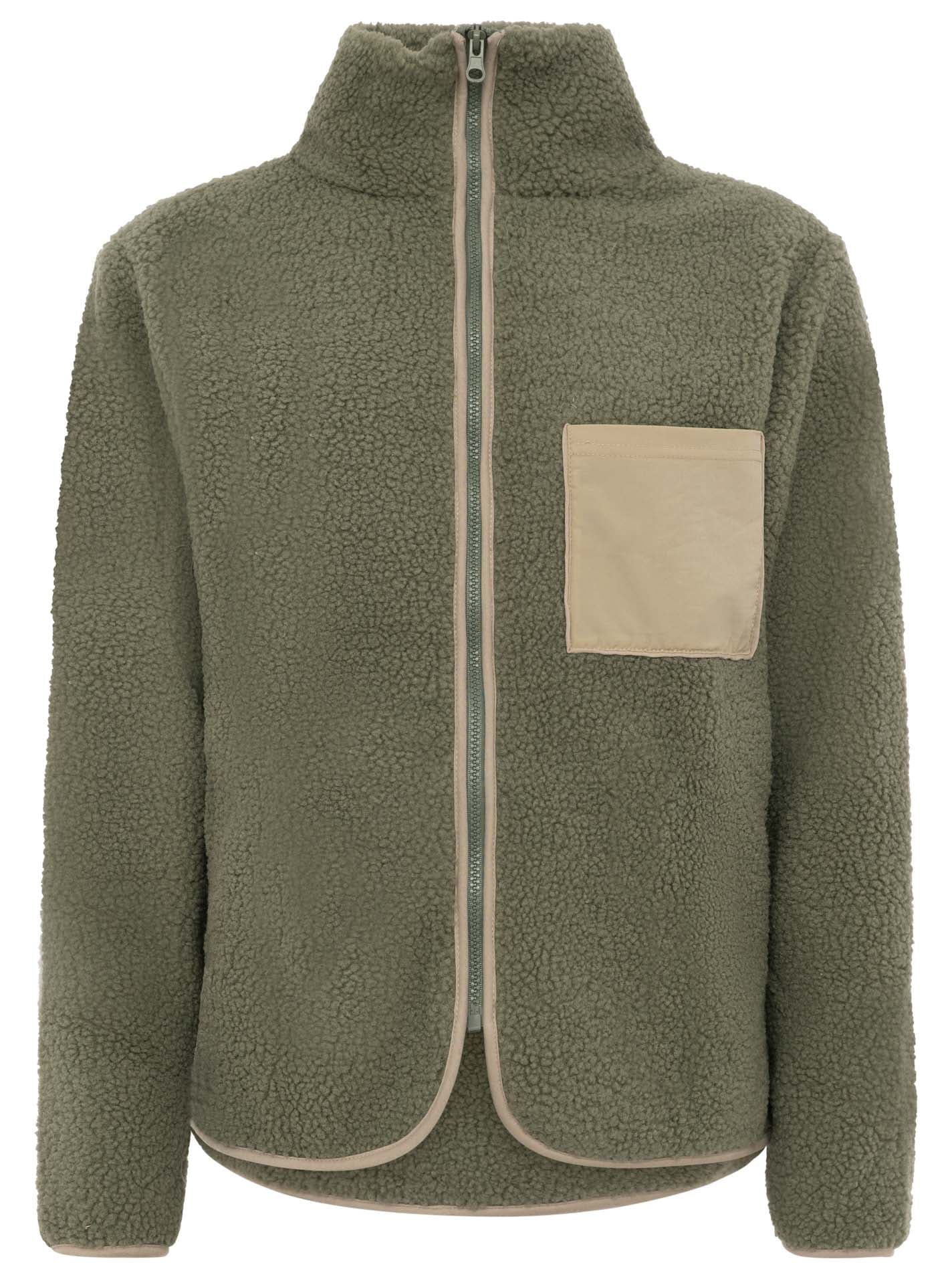 Zwillingsherz Bomberjacke »"Classic"« kuscheliges Teddy-Fleece , Kontrastdetails, Brutstasche, Stehkragen