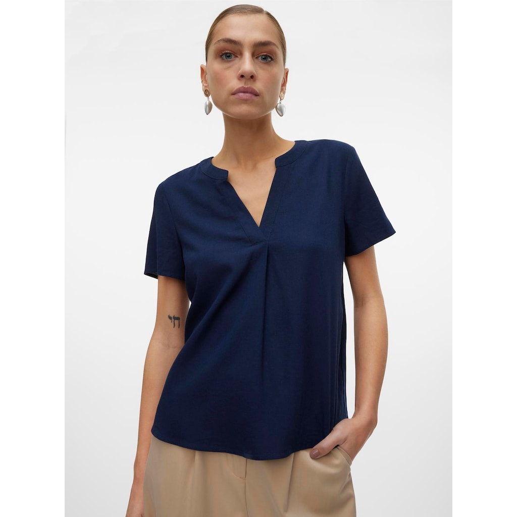 Vero Moda Blusenshirt »VMMYMILO SS V-NECK TOP WVN GA«