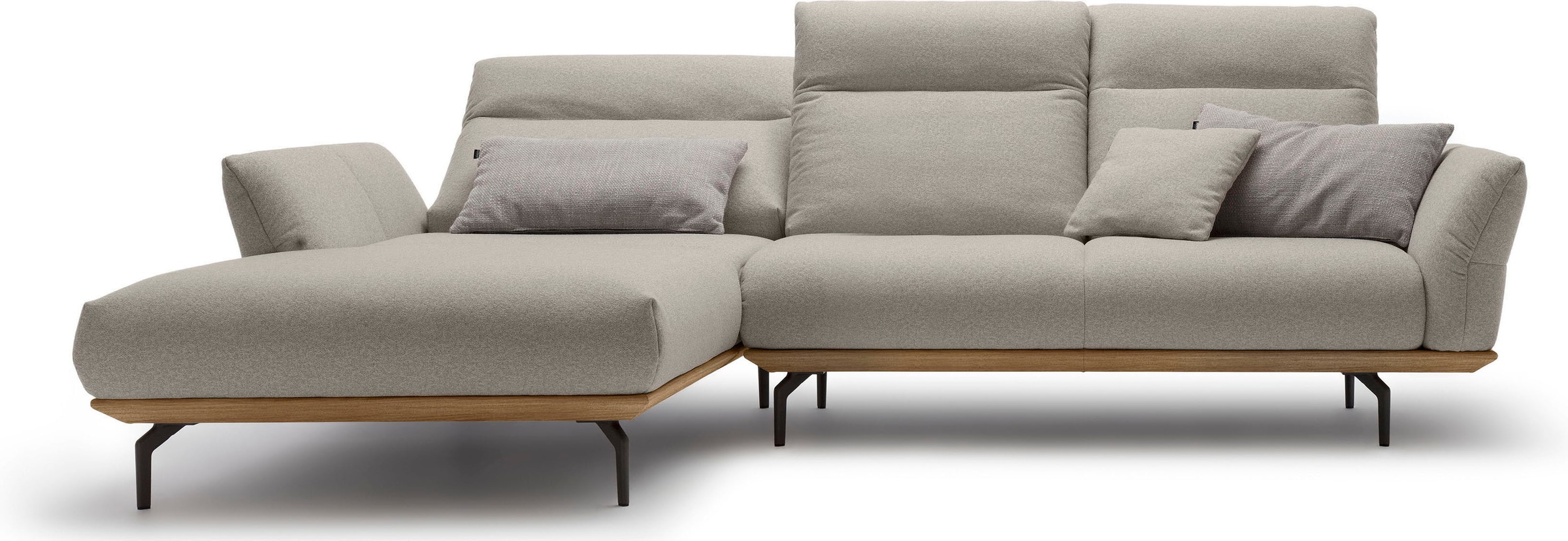 Creation BY ROLF BENZ Ecksofa »CR.460«, Sockel in Nussbaum, Winkelfüße in Umbragrau, Breite 298 cm