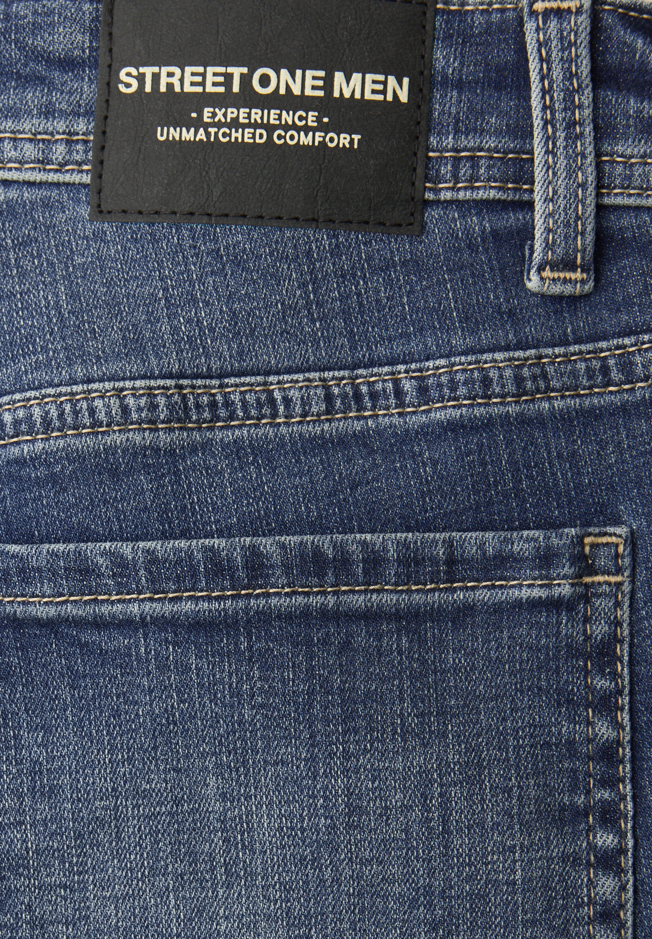 Regular-fit-Jeans STREET ONE MEN, Herren, Gr. 40, Länge 30, indigo blau random wash, Jeans, 99% Baumwolle, 1% Elasthan, unifarben, normal, Jeans, 5-Pocket-Style 3
