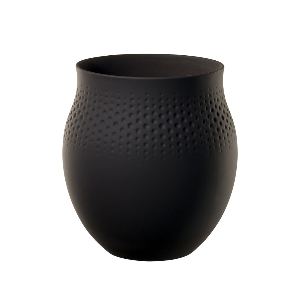 Dekovase VILLEROY & BOCH "Vase Manufacture Collier 18 cm", schwarz (noir), Vasen
