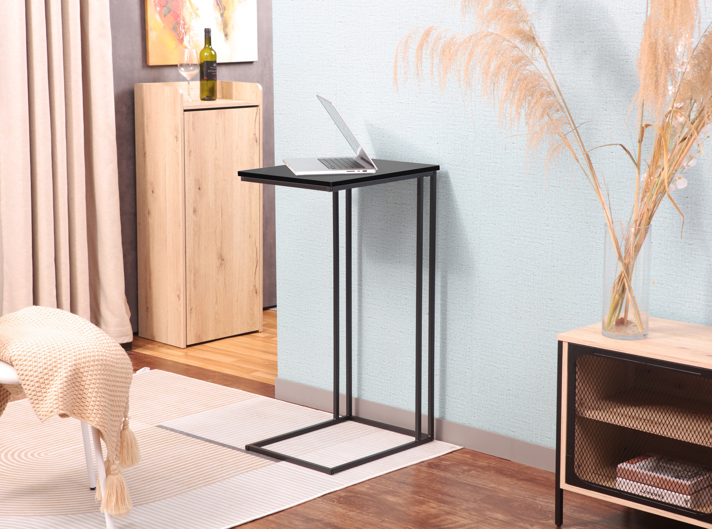 Beistelltisch INOSIGN "Sterling", schwarz (schwarz, schwarz, schwarz), B:50cm H:91cm T:40cm, Tische, Beistelltisch, Nachttisch für ein Boxspringbett - Couchtisch (B/T/H): 50/40/91 cm 2