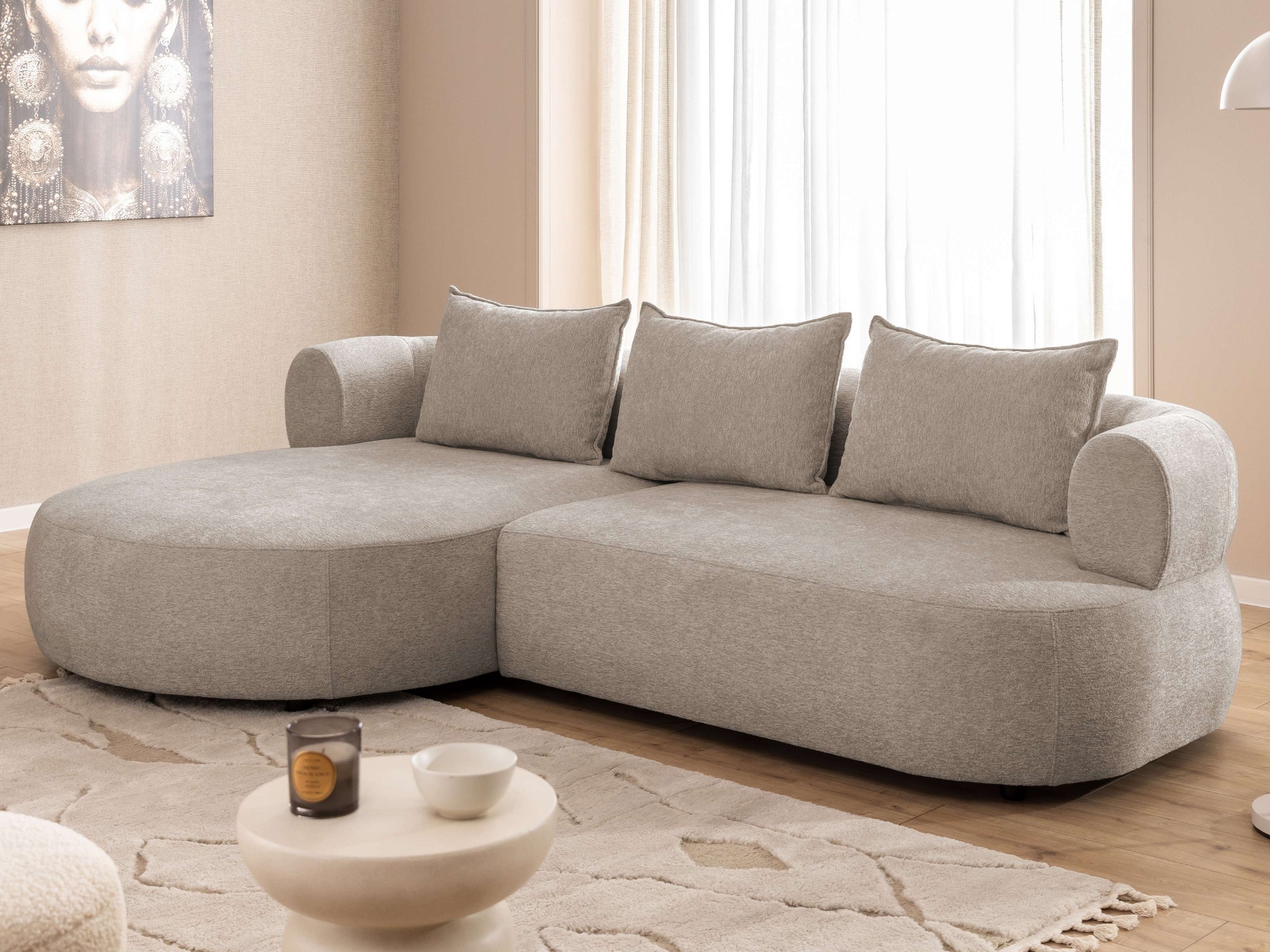 Home affaire Ecksofa "LUSSAC L-Form Design-Sofa mit Zierkissen, Maße B/T/H: günstig online kaufen