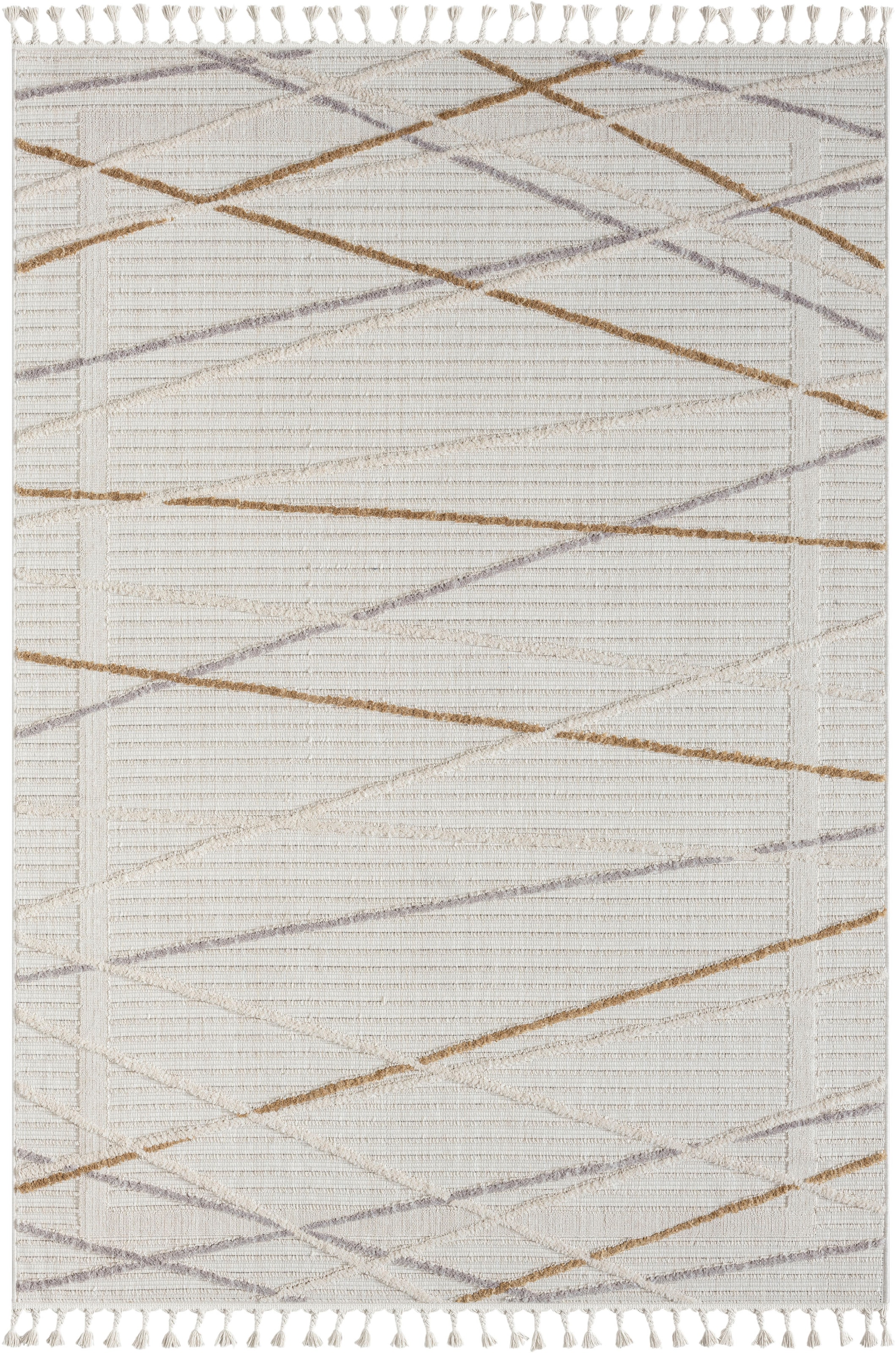 Myflair Möbel & Accessoires Teppich »Luana 1 Lagerräumung«, rechteckig, 10 mm Höhe, Kurzflor, Sisal Optik, Hoch-Tief Effekt, mit Fransen, besonders weich
