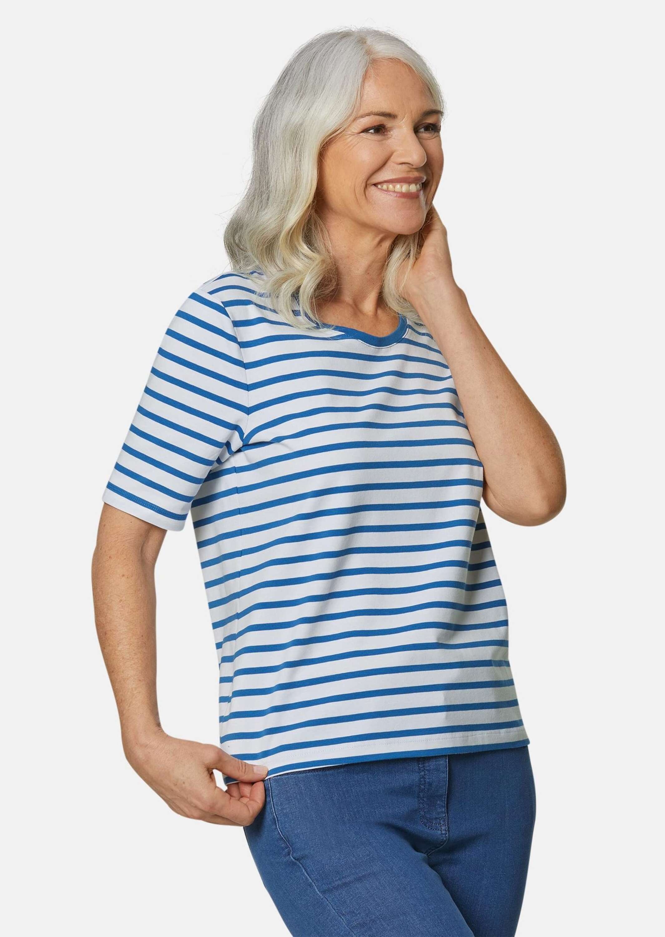 GOLDNER Kurzarmshirt "Kurzgröße Ringelshirt mit Halbarm" günstig online kaufen