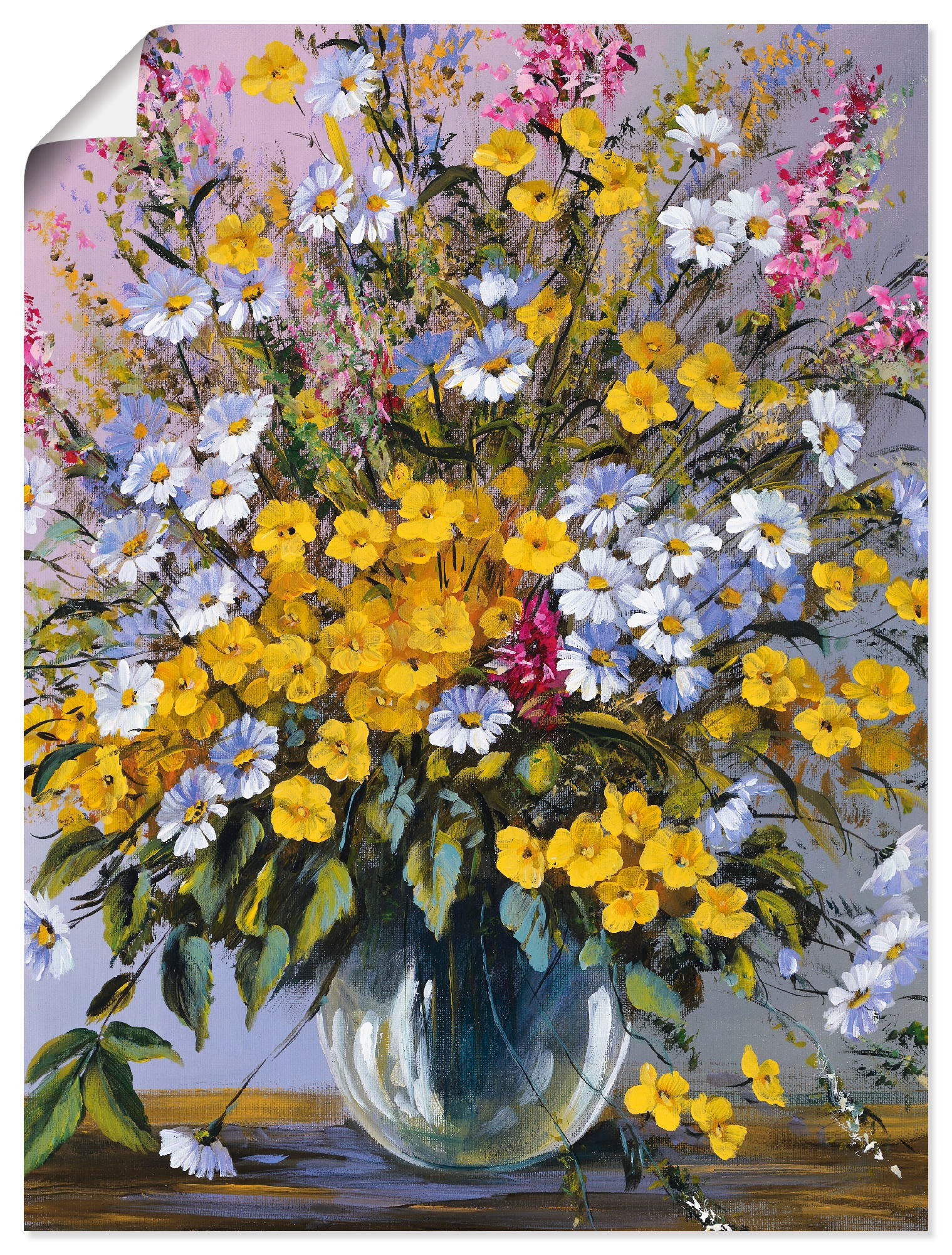 Poster ARTLAND, B:60cm H:80cm, gelb, Küche, Bilder, "Gemischter Strauß", ohne Rahmen