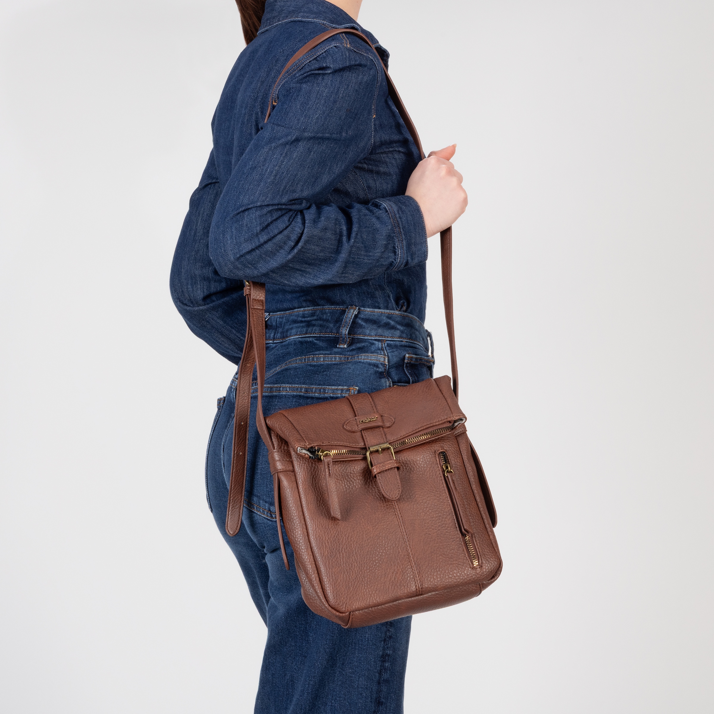 Rieker Damen-Handtasche, Schultertasche, Überschlag mit Schnallenverschluss