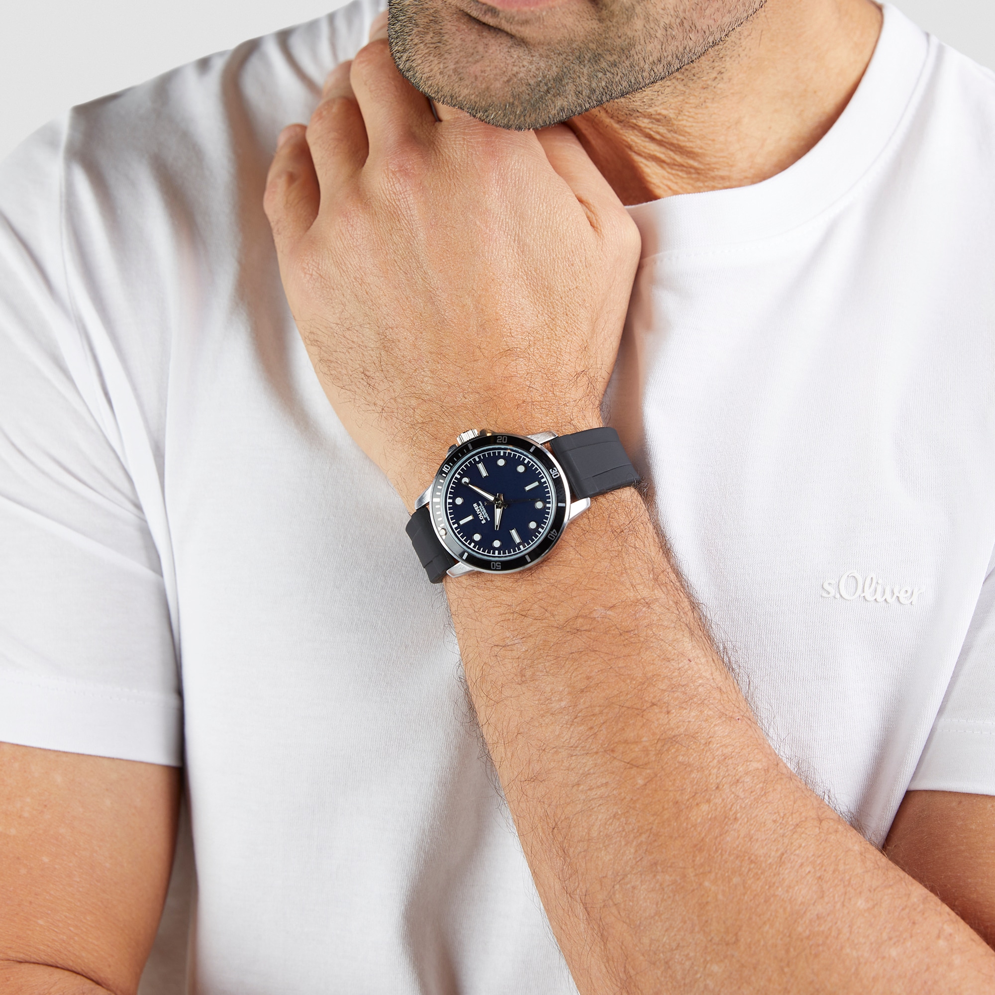 s.Oliver Quarzuhr »Elegant Silicone« Armbanduhr, Herrenuhr, Silikonarmband, analog
