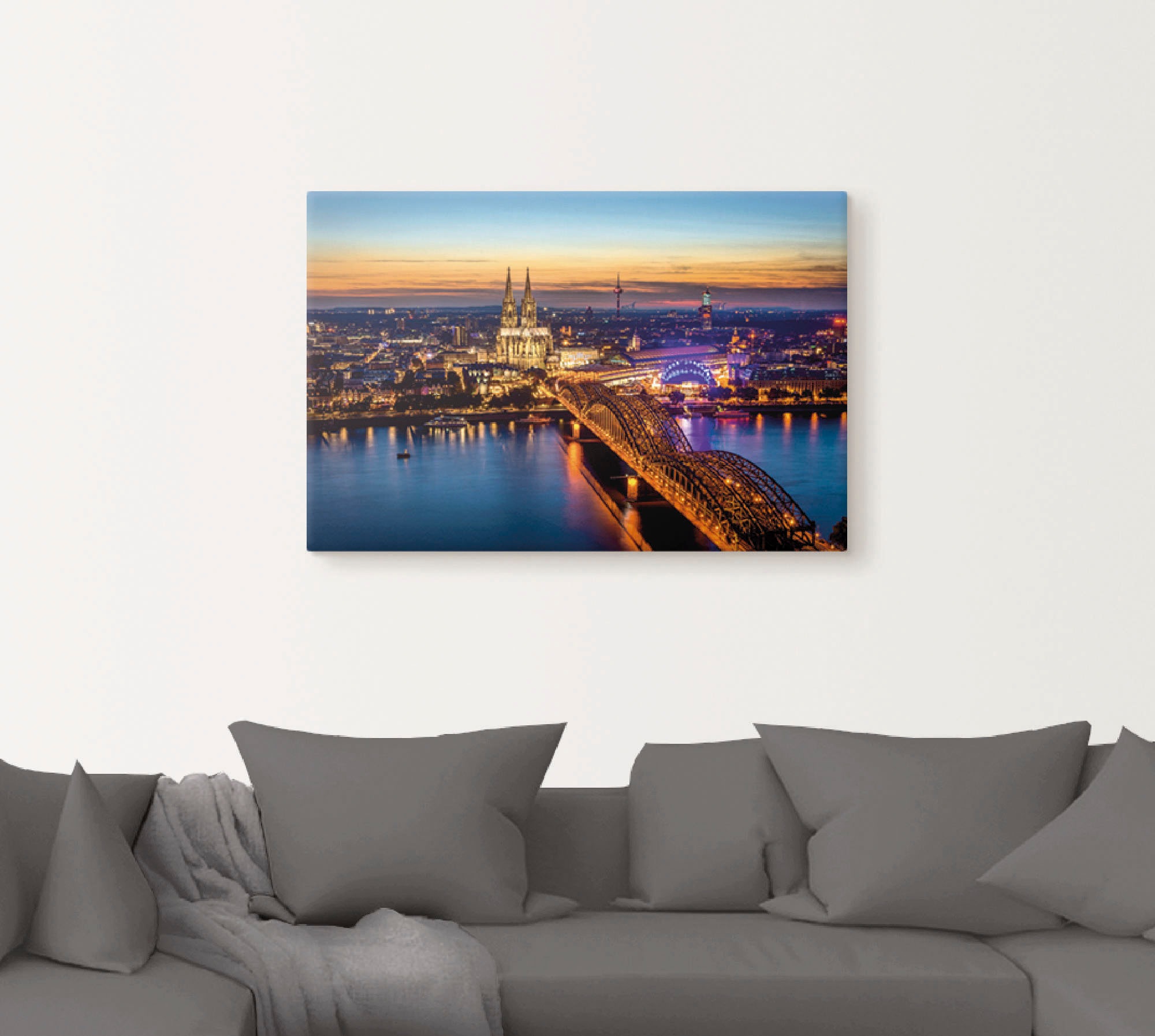 Artland Leinwandbild "Erleuchtetes Köln von oben" Deutschland 1 Stk. tlg. a günstig online kaufen