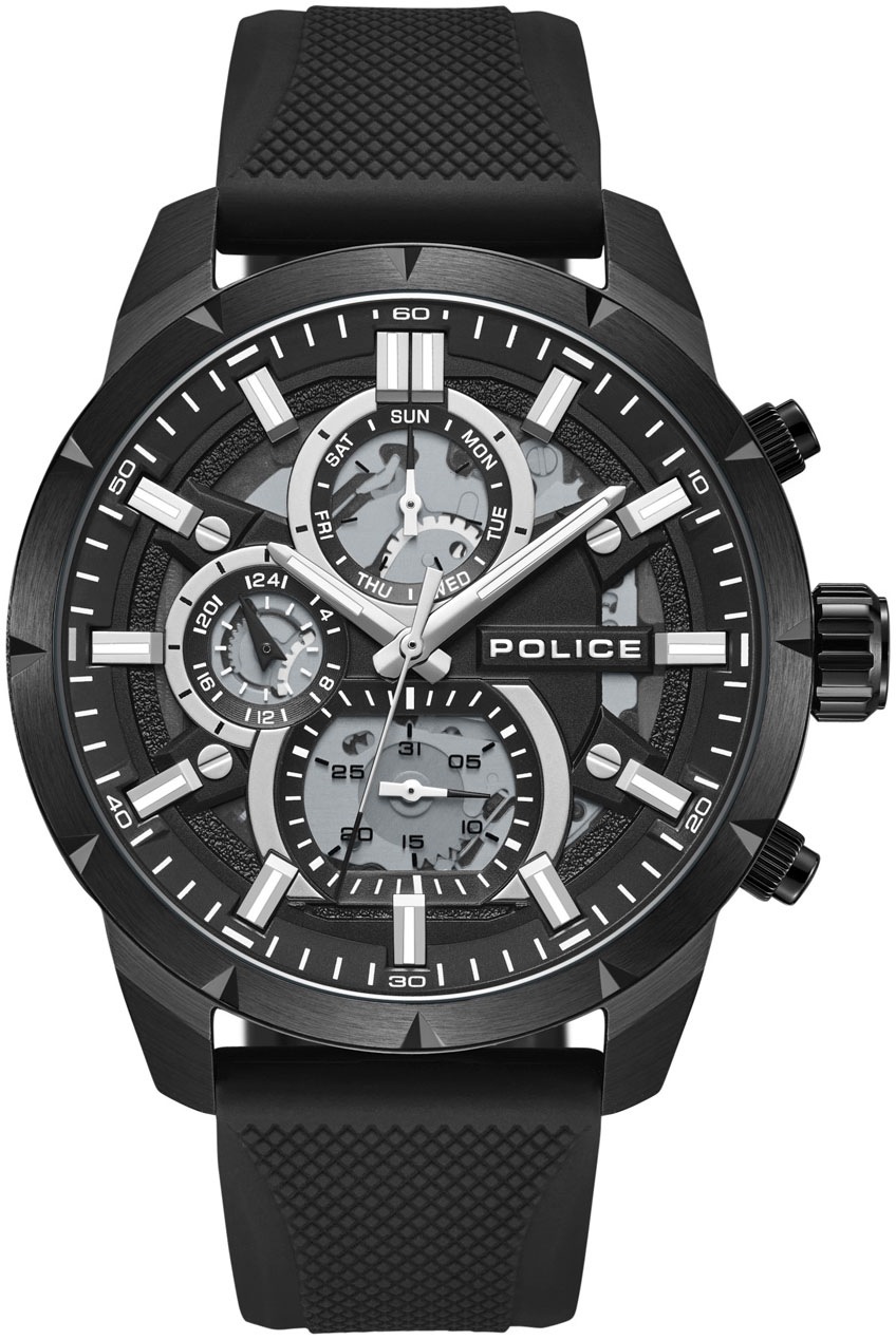 Police Multifunktionsuhr »NEIST«, Quarzuhr, Armbanduhr, Herrenuhr, Silikonarmband, analog