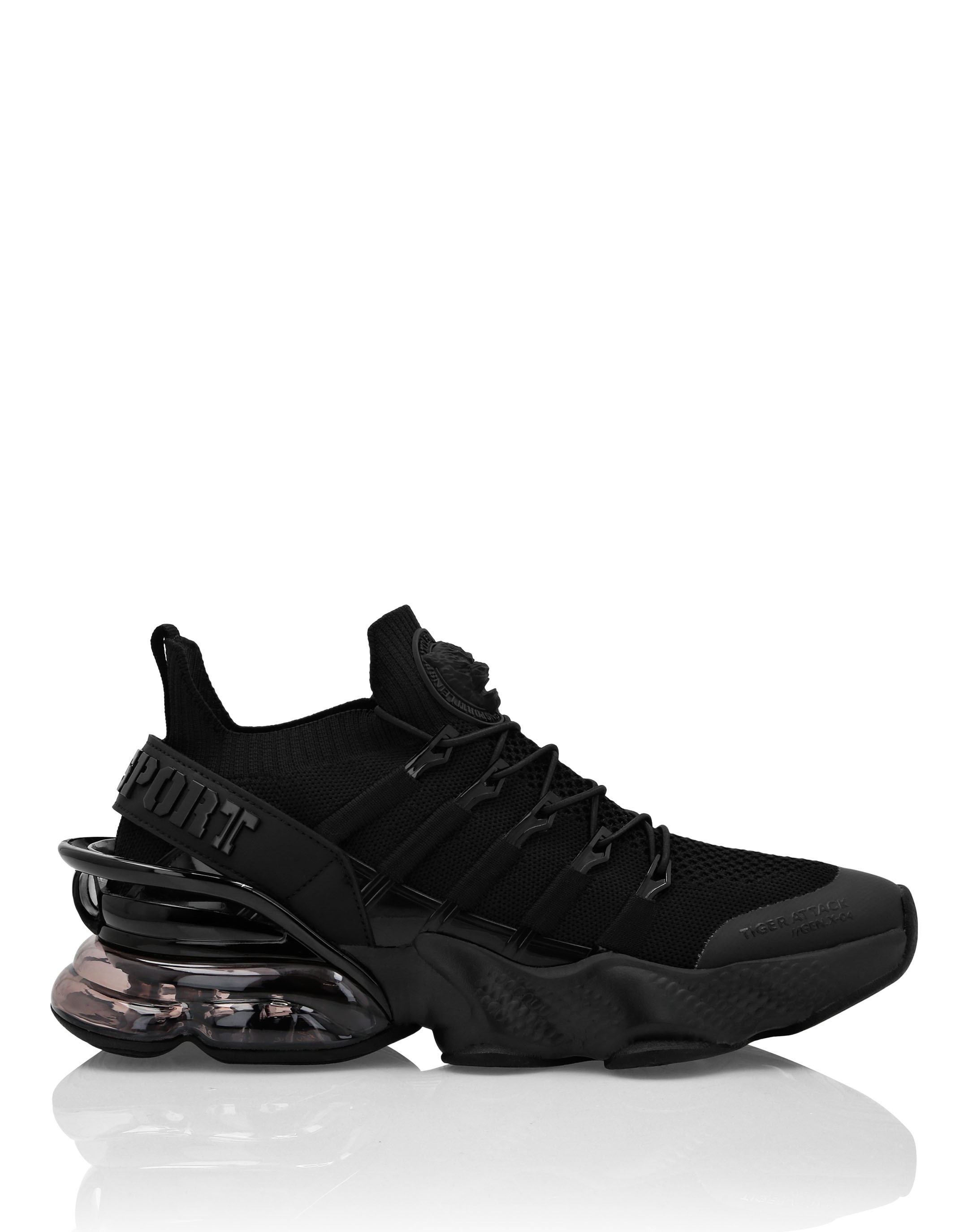 Sneaker PLEIN SPORT "Tiger Attack//Gen.x.4", Damen, Gr. 41, Normalschaft, schwarz (0202, schwarz, schwarz), Schuhe Sneaker