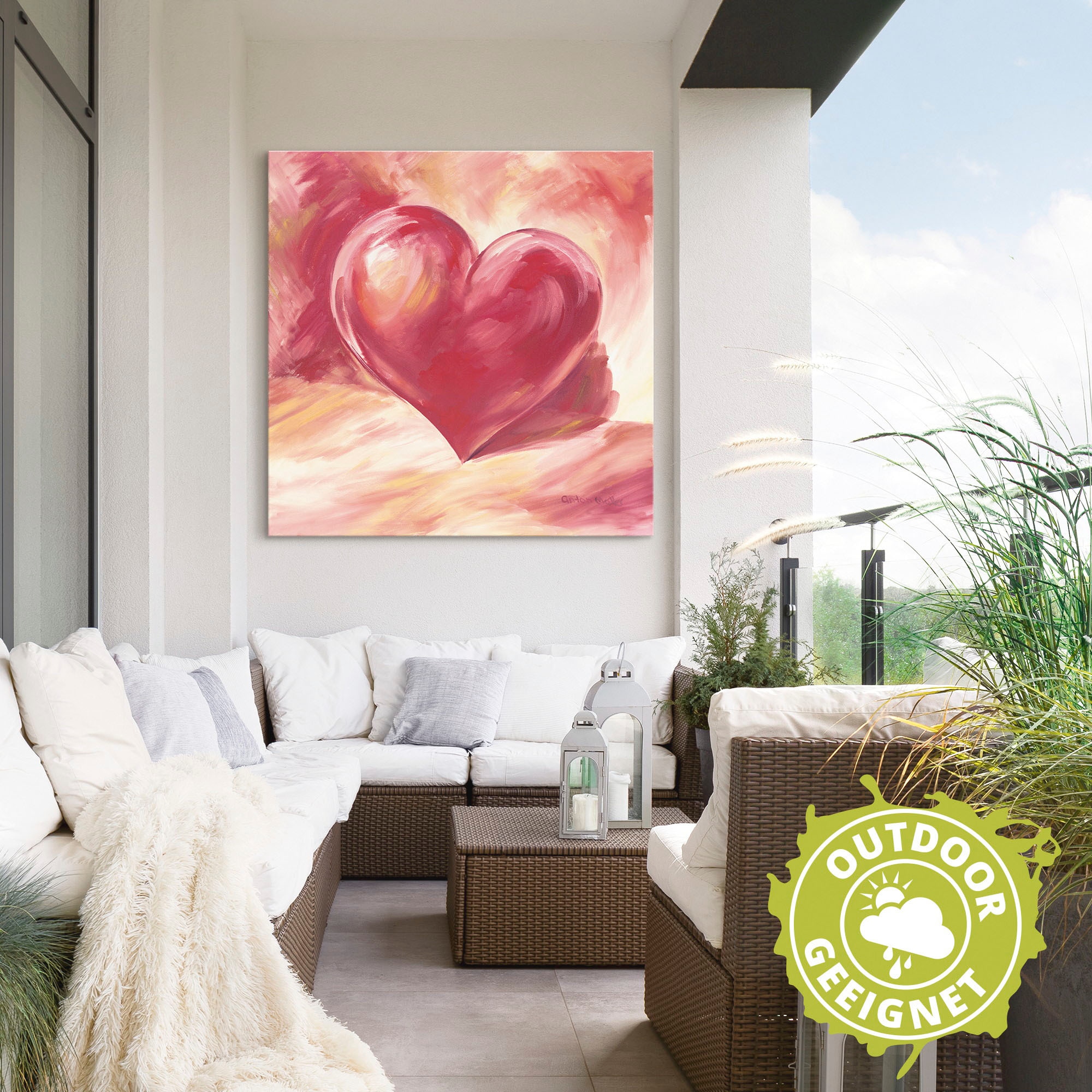Artland Wandbild »Rosa/rotes Herz«, Herzen, (1 St.), als Alubild, Outdoorbild, Leinwandbild, Poster, Wandaufkleber