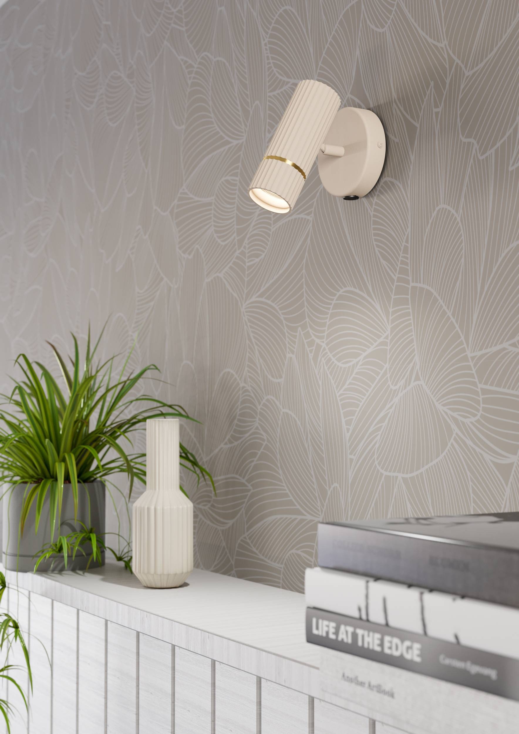 EGLO Wandleuchte »Caminia Wandlampe mit schwenkbarem Spot, beige und gold, GU10, Lampe« GU10 1 Stk. Wand-/Deckenleuchte - L11 x H15,5 x AL14 cm - 1X4,7W inkl.