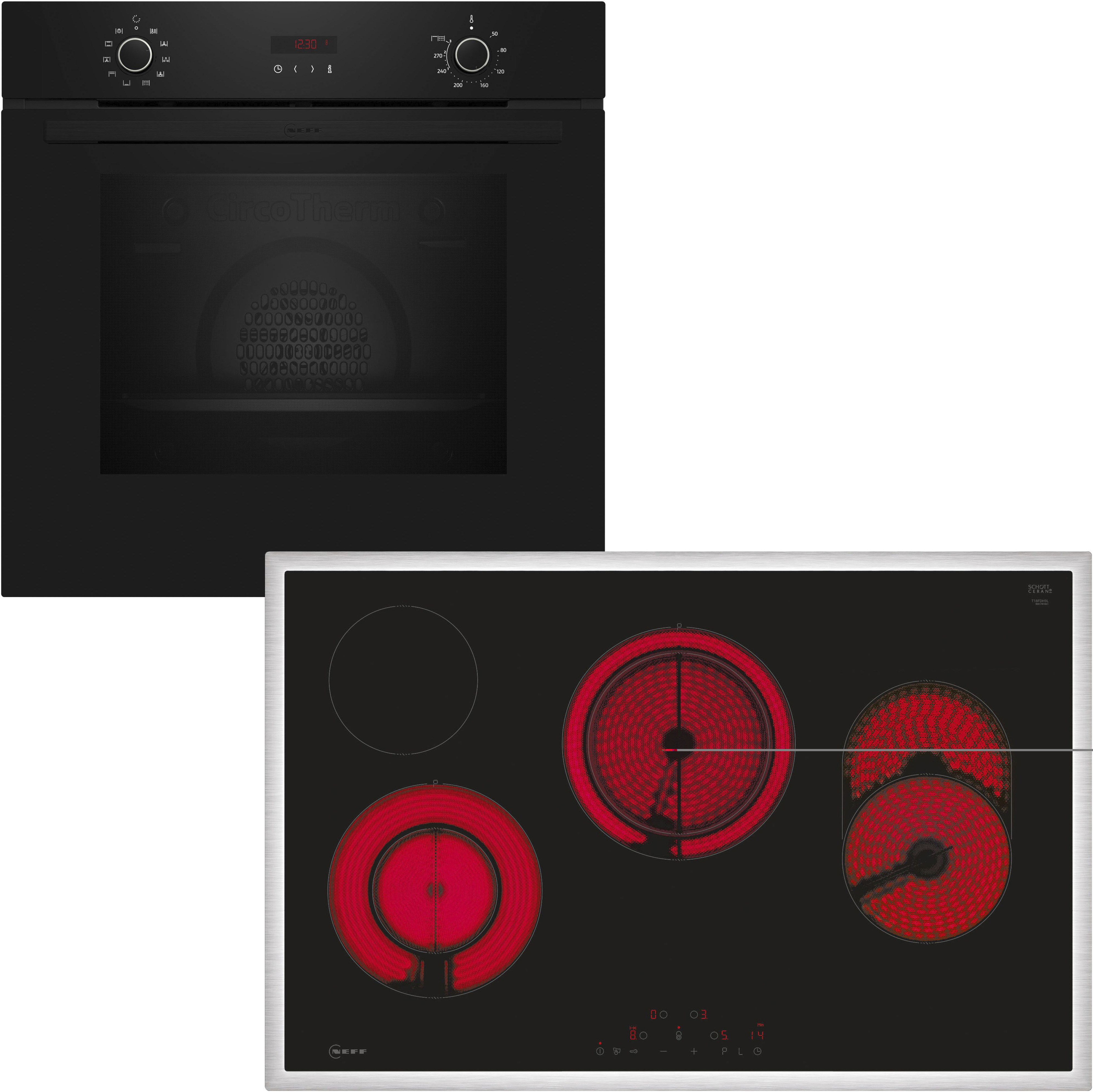 NEFF Backofen-Set "B2CCG6AK0", mit Teleskopauszug nachrüstbar, Pyrolyse-Selbstreinigung