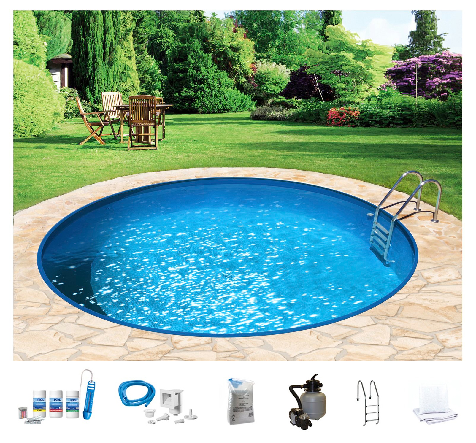 my POOL BWT Rundpool "HOLIDAY inkl. umfangreichem Zubehör" Höhe 150 cm, in versch. Größen erhältlich