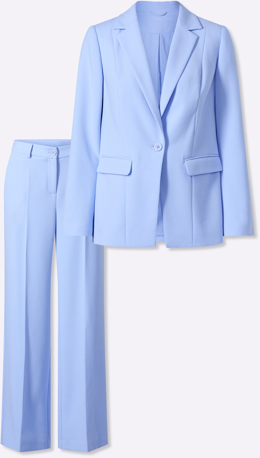 Hosenanzug HEINE, Damen, Gr. 40, Normalgrößen, eisblau, 63% Polyester, 33% Viskose, 4% Elasthan, Anzüge Hosenanzug 3