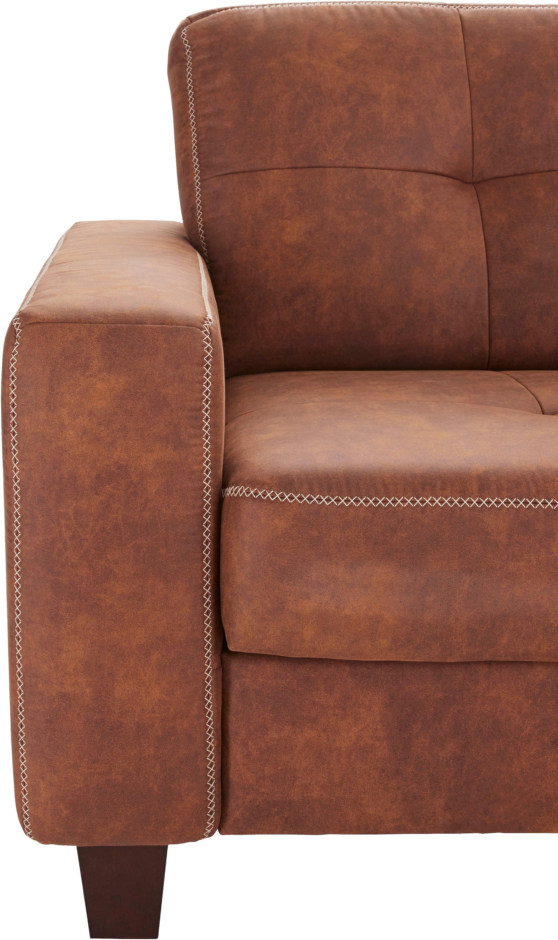 Places of Style Ecksofa »Varese L-Form«, Kreuznaht in beige