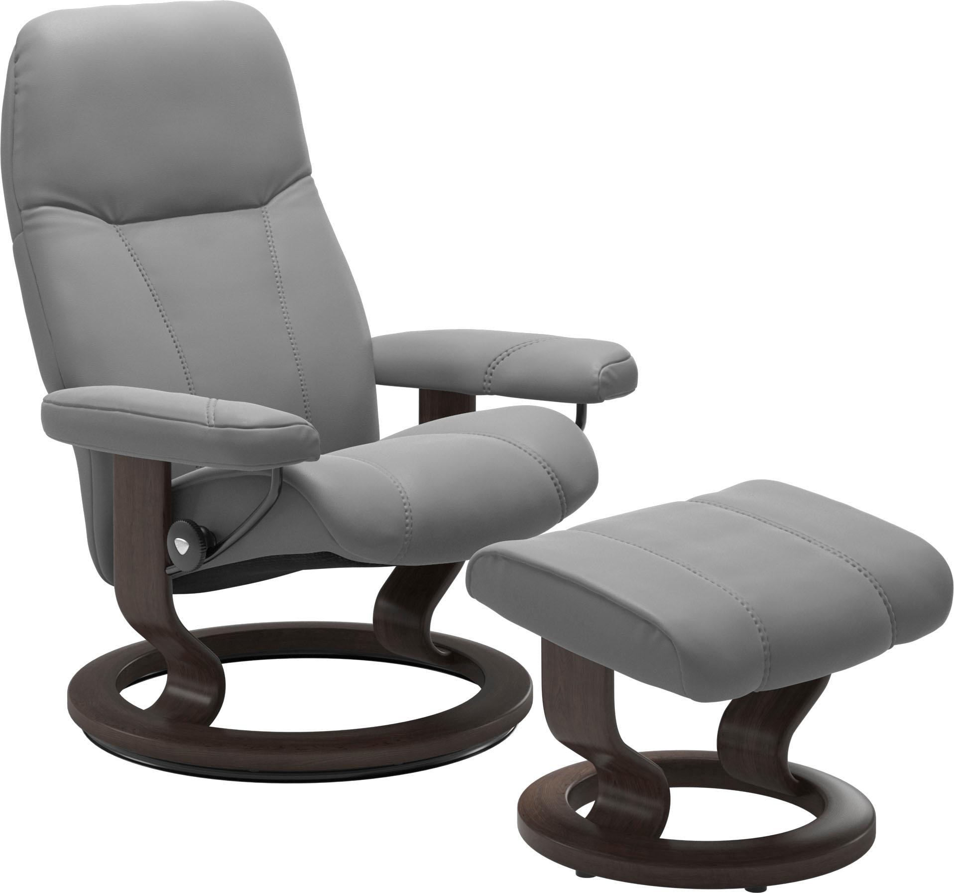 Stressless Relaxsessel "Consul" Set, Relaxsessel mit Hocker, mit Hocker, mit Classic Base, Größe M, Gestell Wenge