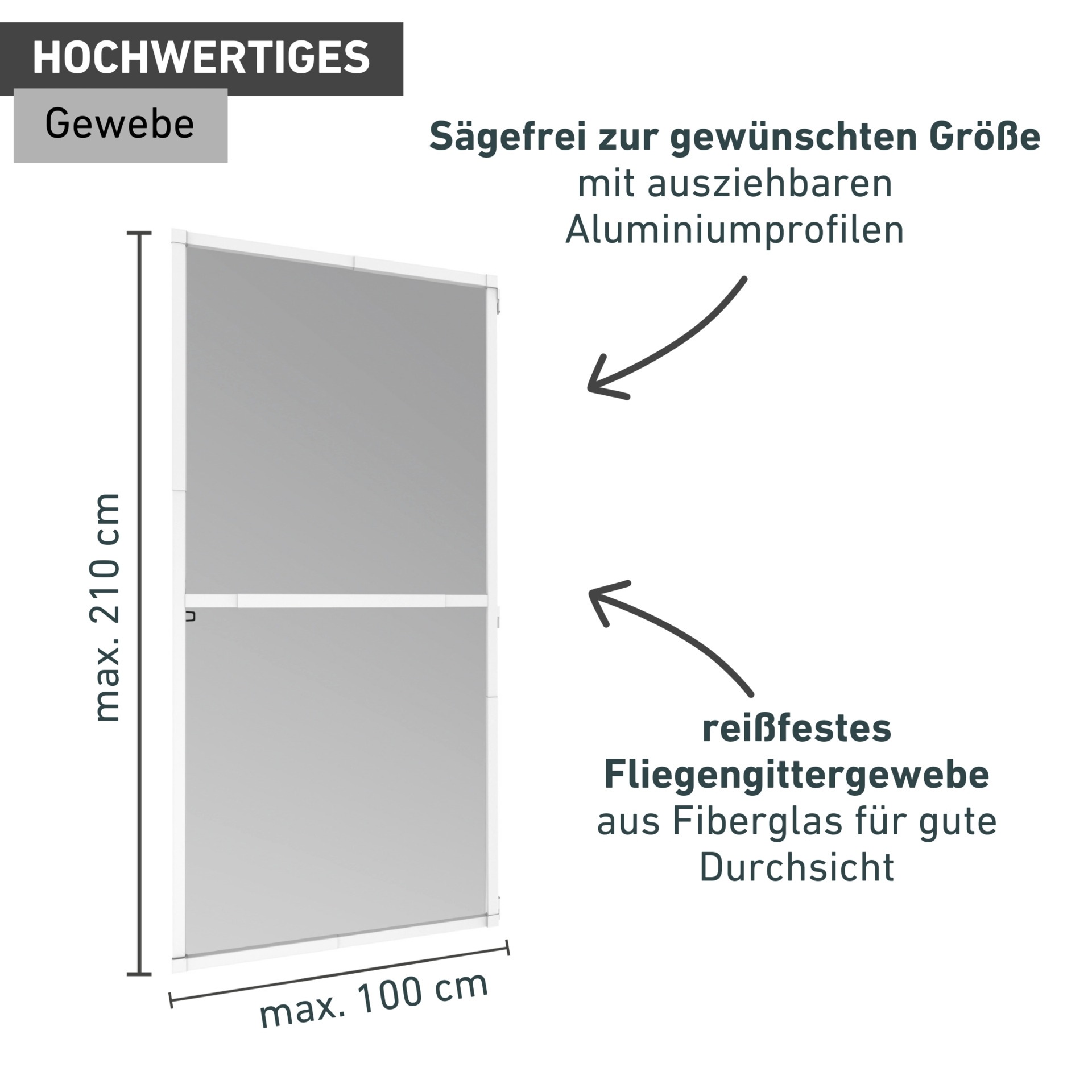 Windhager Insektenschutz-Tür »Teleskop, Fliegengitter für Balkontüren und Terrassentüren« Fliegengitter in weiß oder anthrazit erhältlich, 100 x 210 cm
