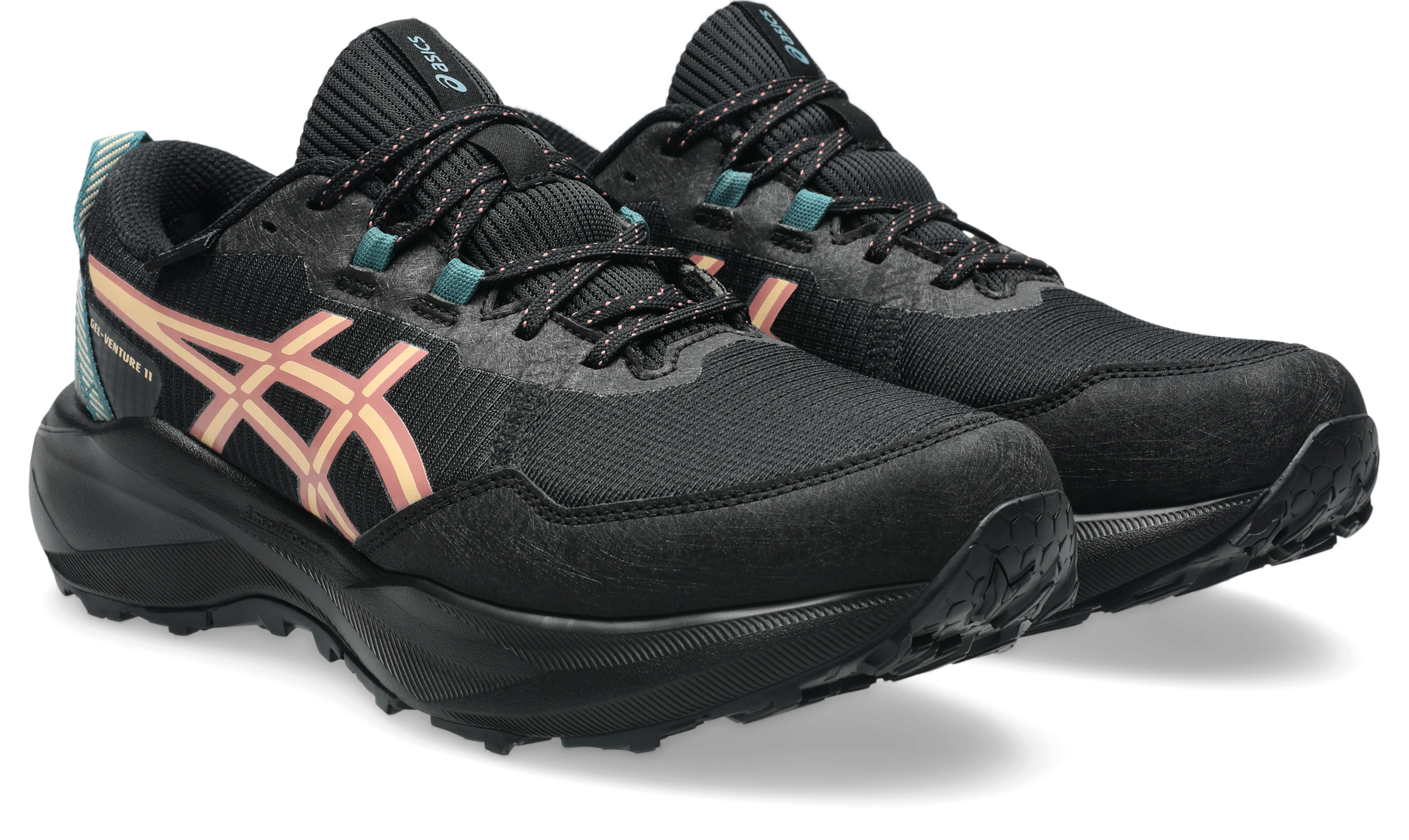 Trailrunningschuh ASICS "GEL-VENTURE 11 WP", Damen, Gr. 40, schwarz, apricot crush, Synthetik, Schuhe, wasserdicht