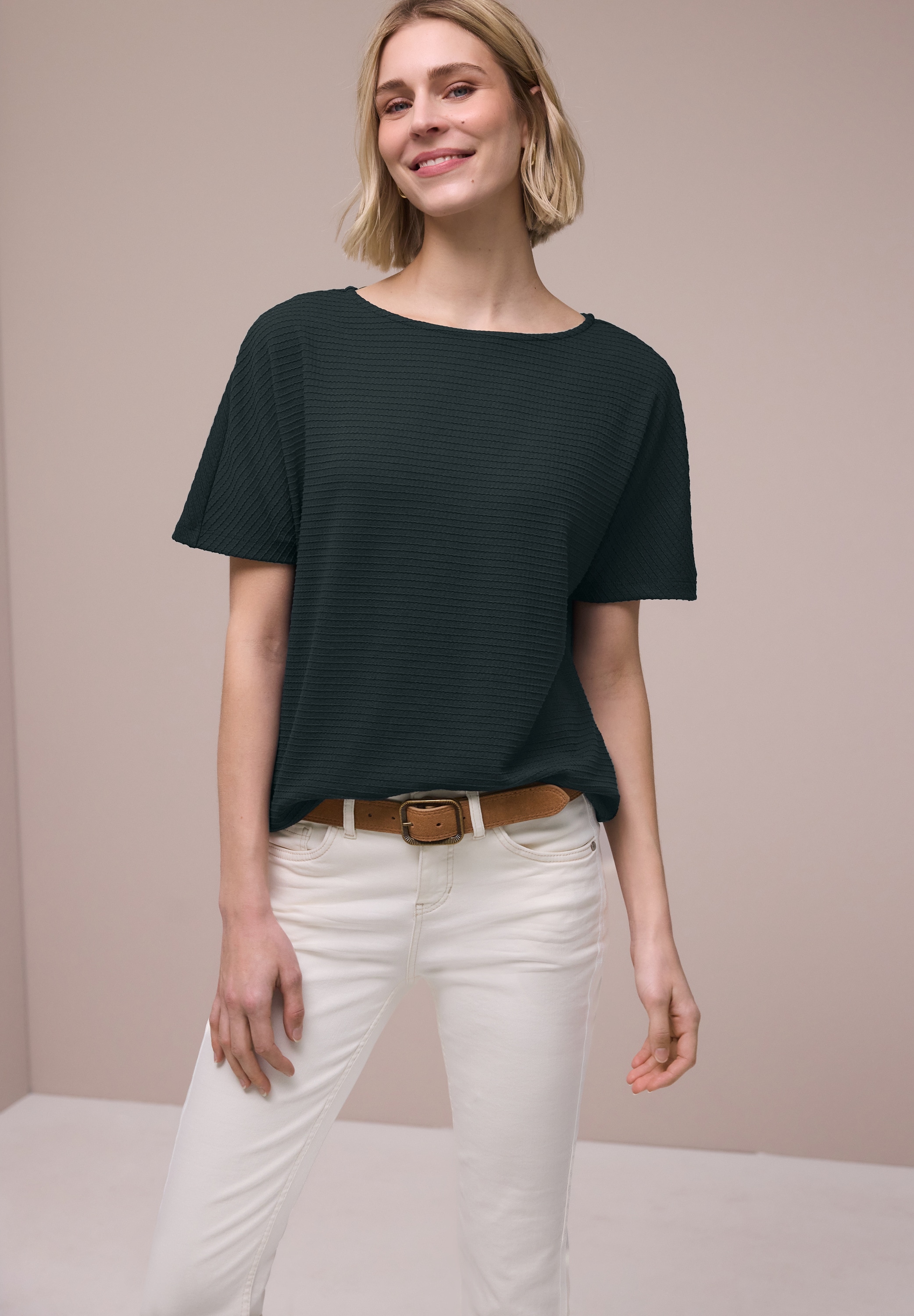 STREET ONE T-Shirt mit U-Boot-Ausschnitt