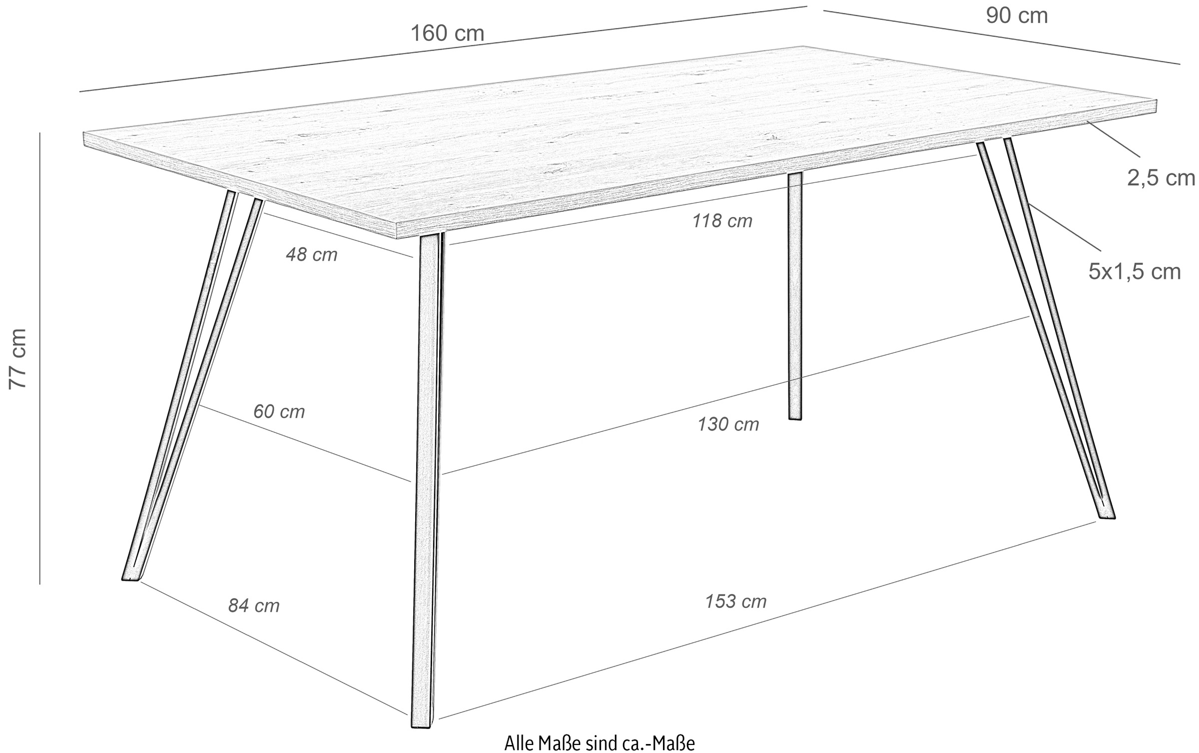 HELA Esstisch, Verschiedene Dekore, 160cm
