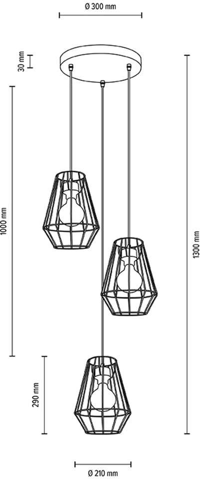 BRITOP LIGHTING Hängeleuchte »Endorfina«, 3 BAUR | Elementen aus flammig-flammig, Dekorative Metall aus mit Eichenholz Leuchte