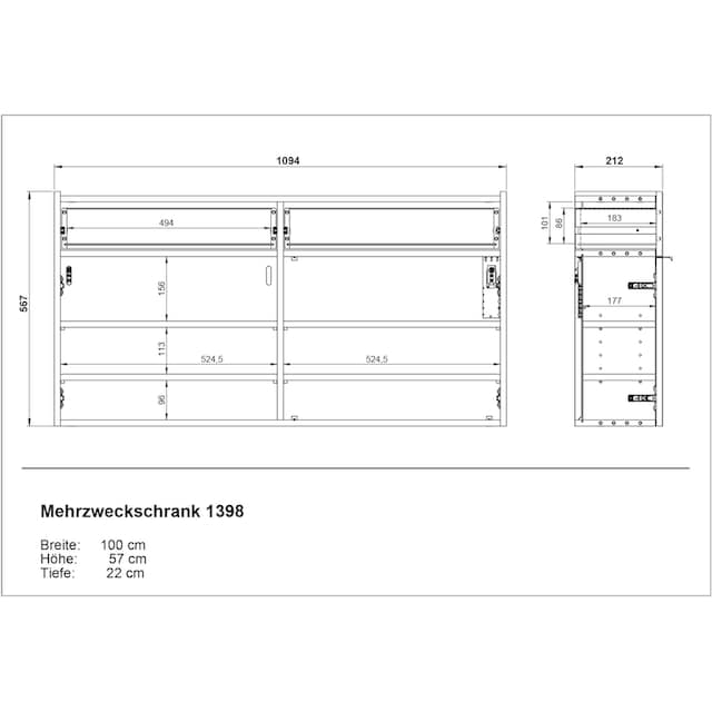 GERMANIA Garderoben-Set »Ameca«, (Set, 3 St.), mit Mehrzweckschrank, Spiegel  und Garderobenpaneel, geringe Tiefe kaufen | BAUR