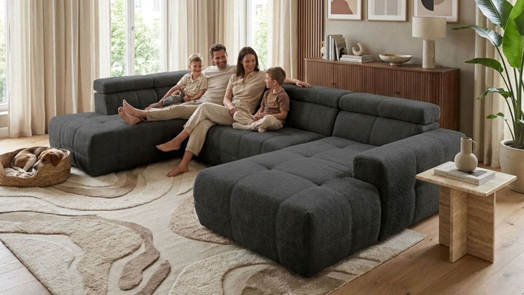 OTTO home Wohnlandschaft "Ballerup 359 x 228 cm, auch mit verstellbarer Sitztiefe" Kopfteile & Sitztiefe verstellbar, Pet Friendly Bezug, U-Form
