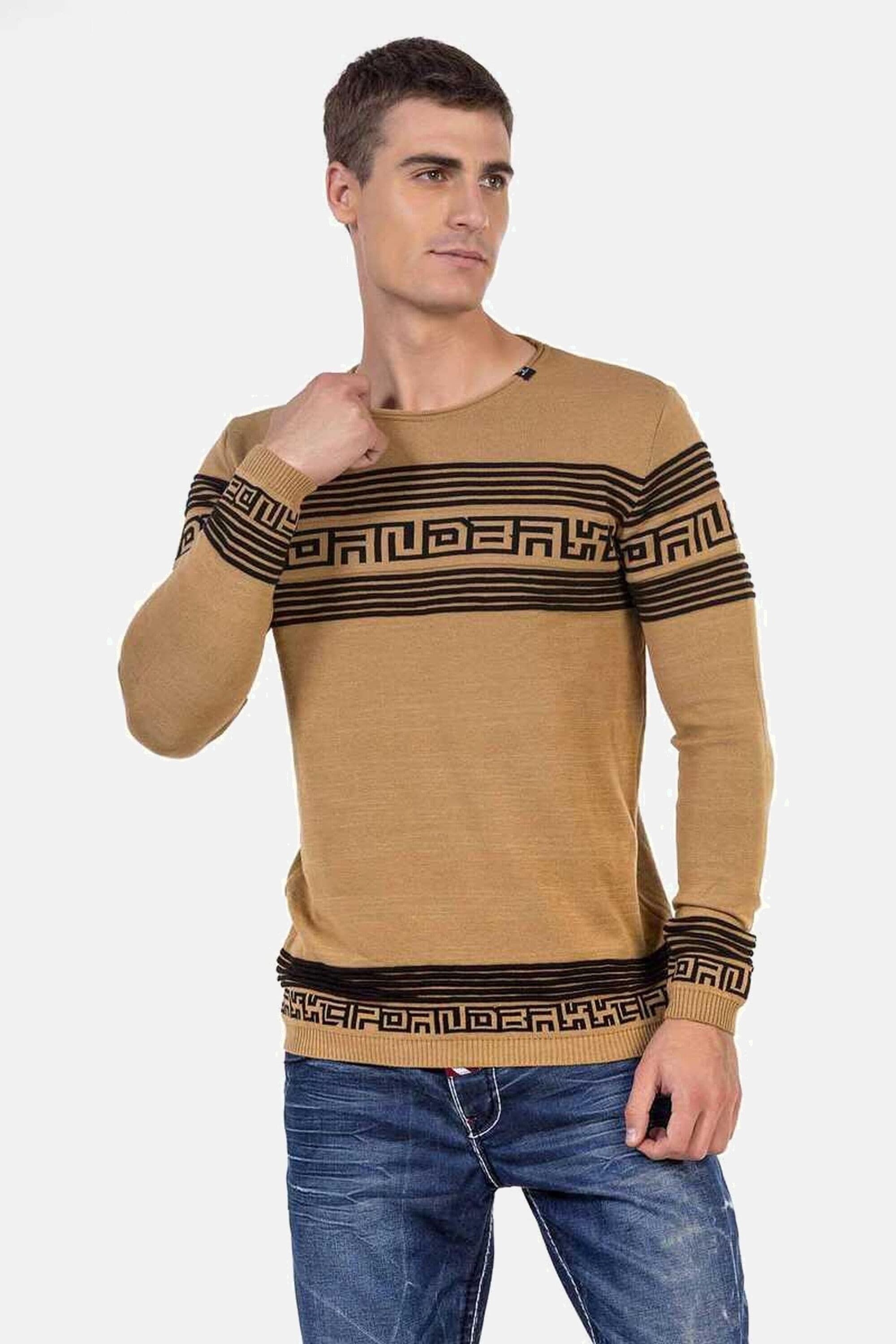 Cipo & Baxx Rundhalspullover »Pullover«, in Streifenoptik, CP243