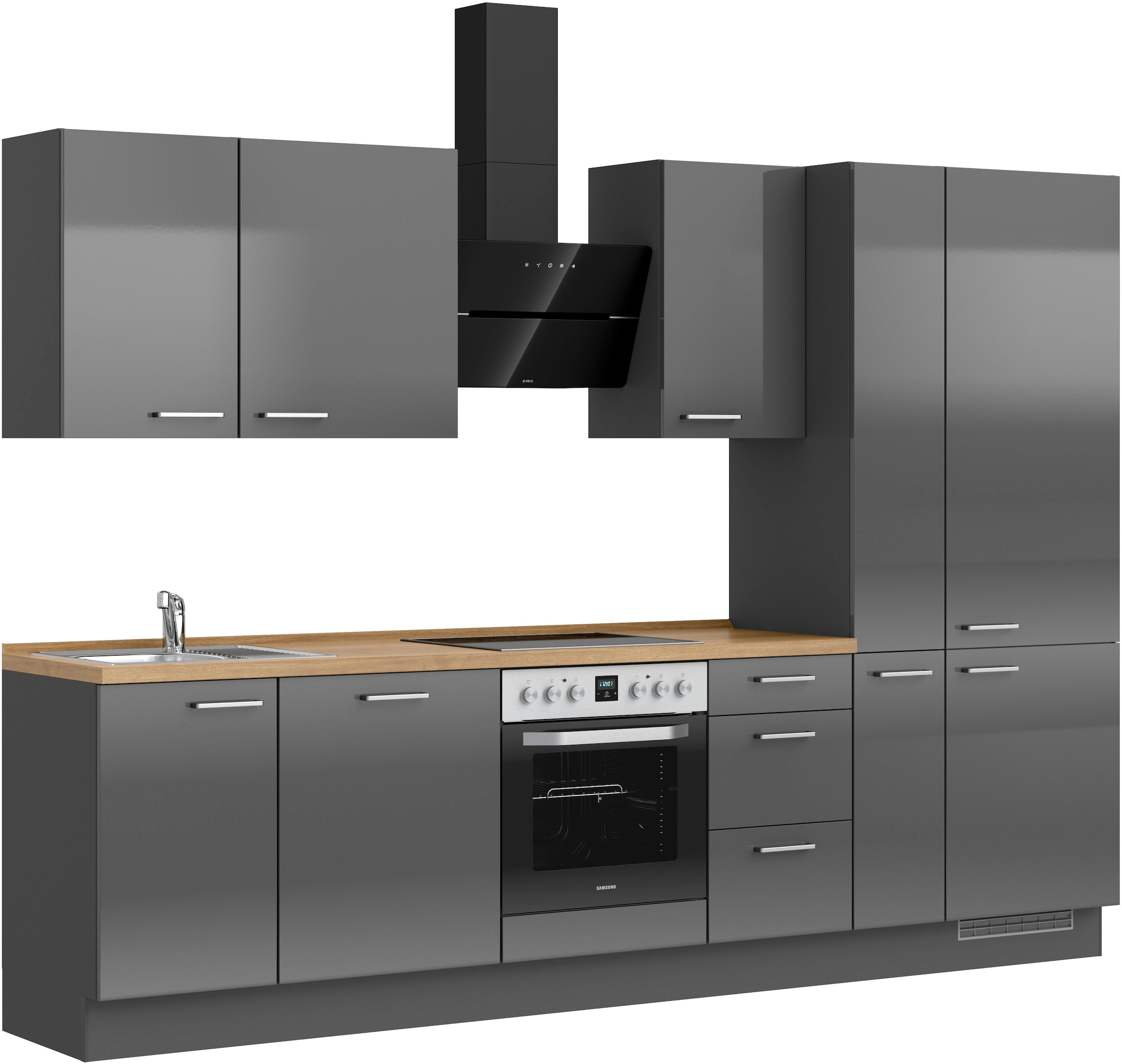 nobilia® Küchenzeile »"Flash II"«, vormontiert, Ausrichtung wählbar, Breite 300 cm, wahlw. mit E-Geräten