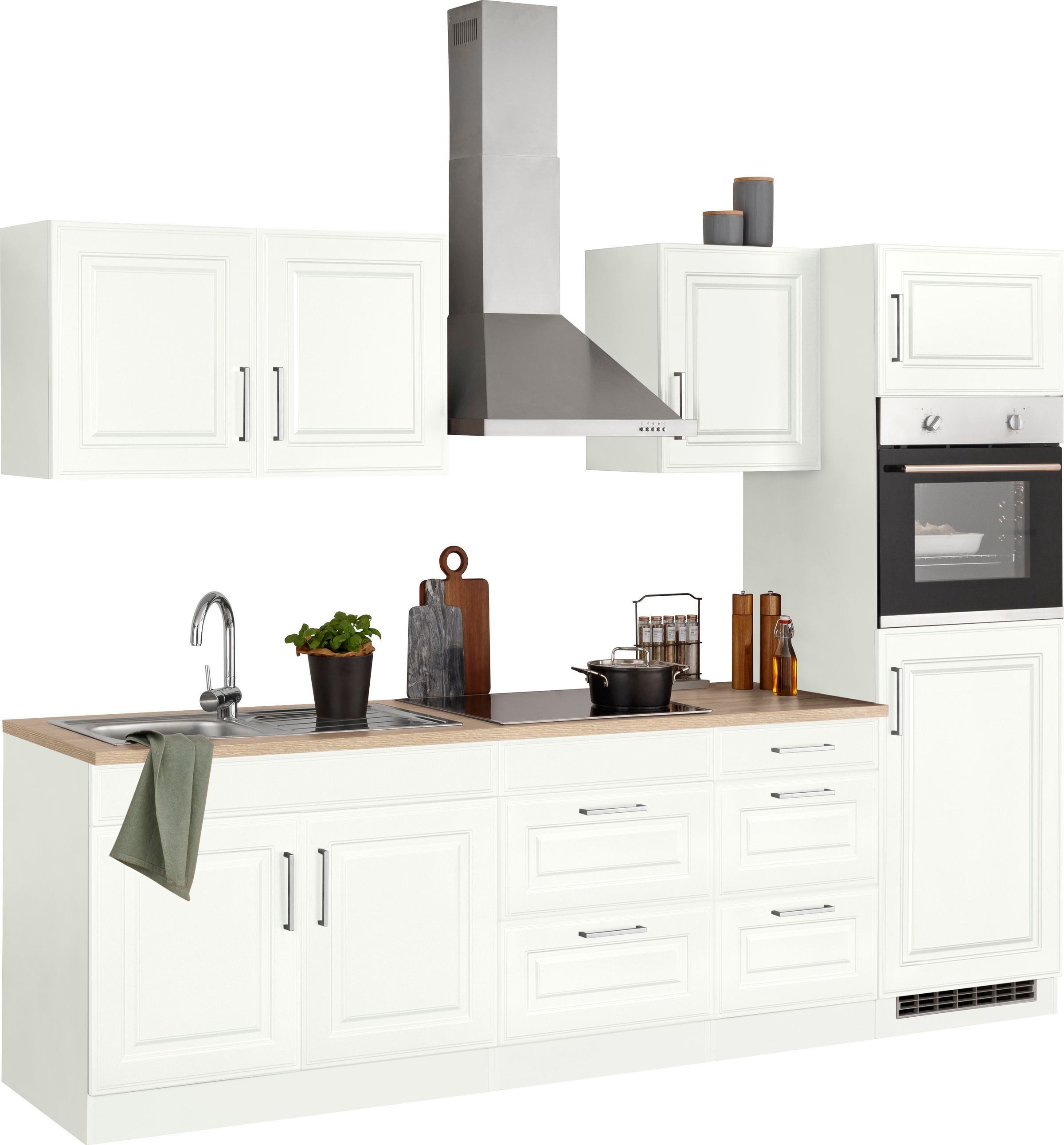 KOCHSTATION Küchenzeile »KS-Stockholm« mit E-Geräten, Breite 270 cm, wahlweise mit Induktionskochfeld