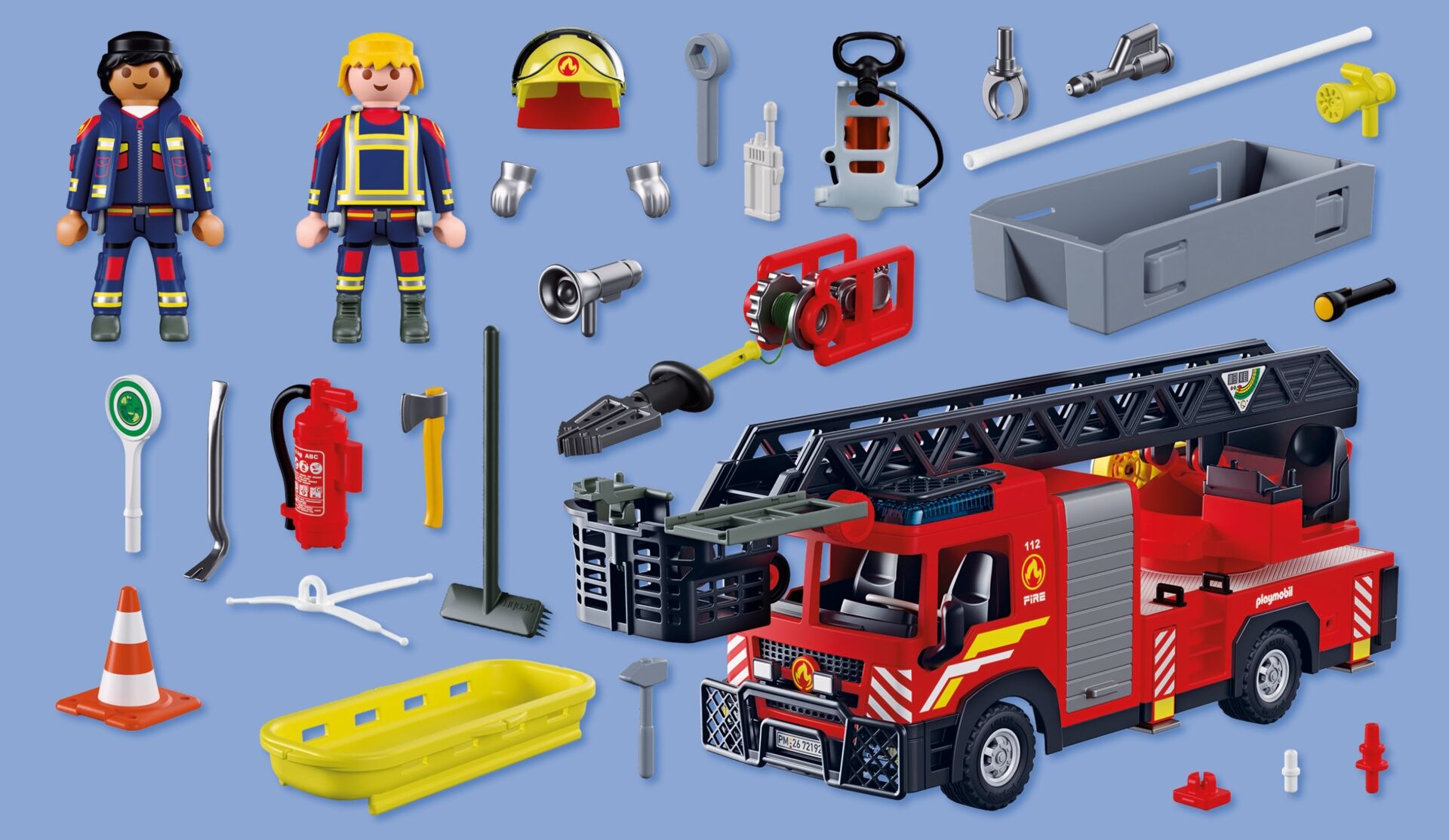 Playmobil® Konstruktions-Spielset »Feuerwehr-Leiterfahrzeug (72192), City Action« mit Licht- und Soundeffekten
