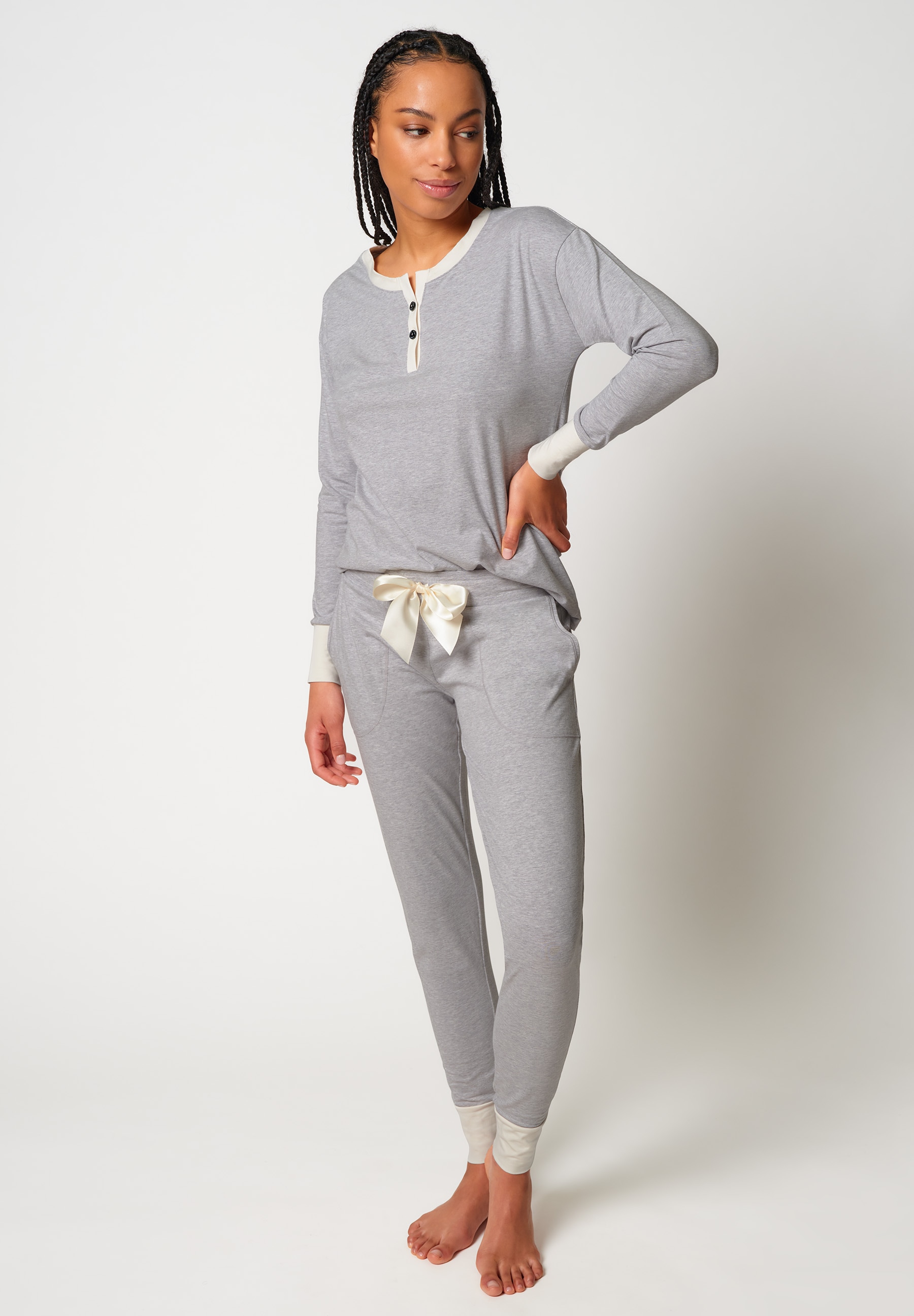 Skiny Pyjama "Night In Mix & Match" 2 tlg. bequem, elastischer Bund, mit Ta günstig online kaufen
