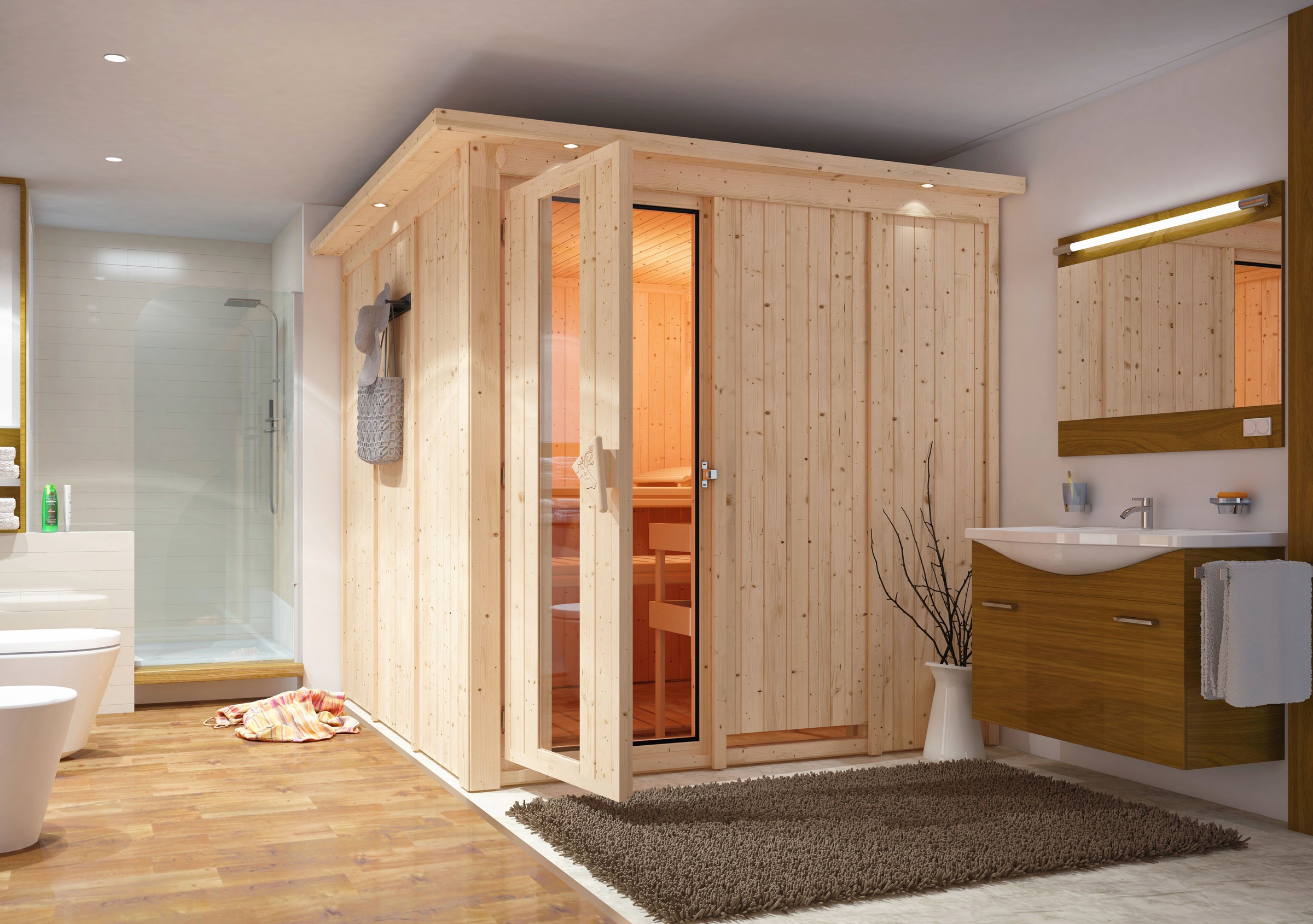 Karibu Sauna »Rodin«, 9-kW-Ofen mit integrierter Steuerung