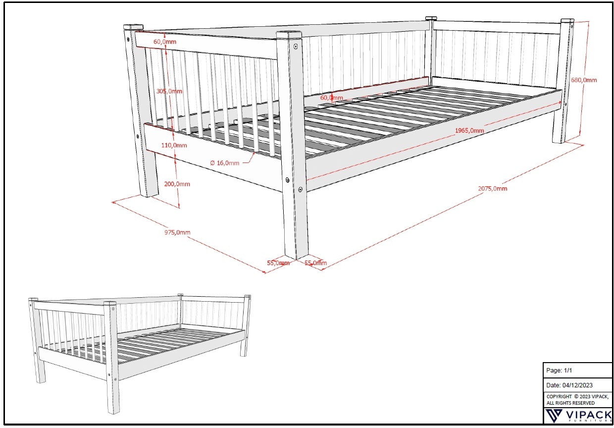 Home affaire Einzelbett, (Made in Europe), mit LF 90x200 cm, wahlweise mit o. ohne Bettschublade, Buche weiß