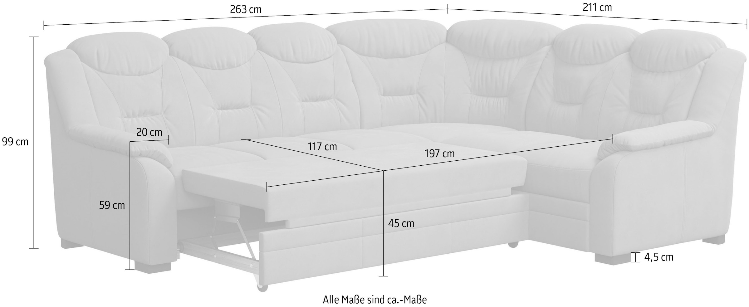 COTTA Ecksofa »Marcus L-Form«, Bequemes Ecksofa in klassischem Design mit hoher Rückenlehne