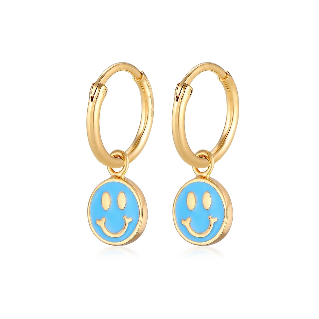 Elli Paar Creolen »Creolen Smiley Face Emaille 925 Silber Emoji« Elli Paar Creolen »Creolen Smiley Face Emaille 925 Silber Emoji«