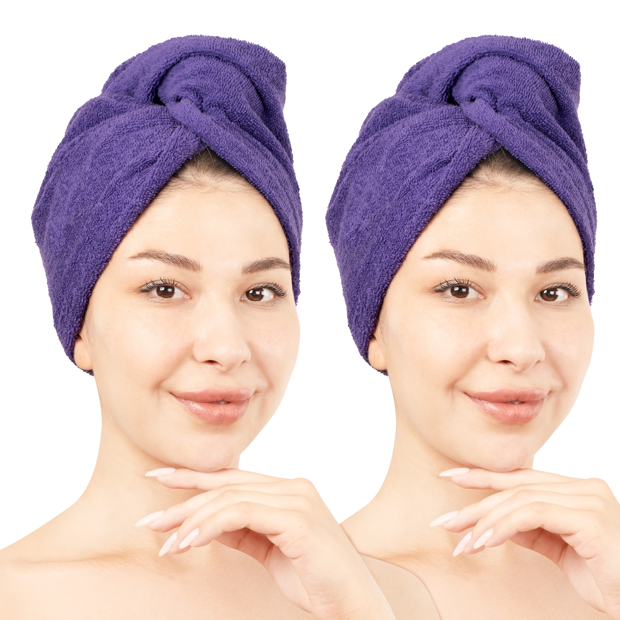 HAMMETEX Turban-Handtuch "2er Set Haarturban Damen, 100% Baumwolle, Flauschig & Schnelltrocknend" Uni-Farben, weich