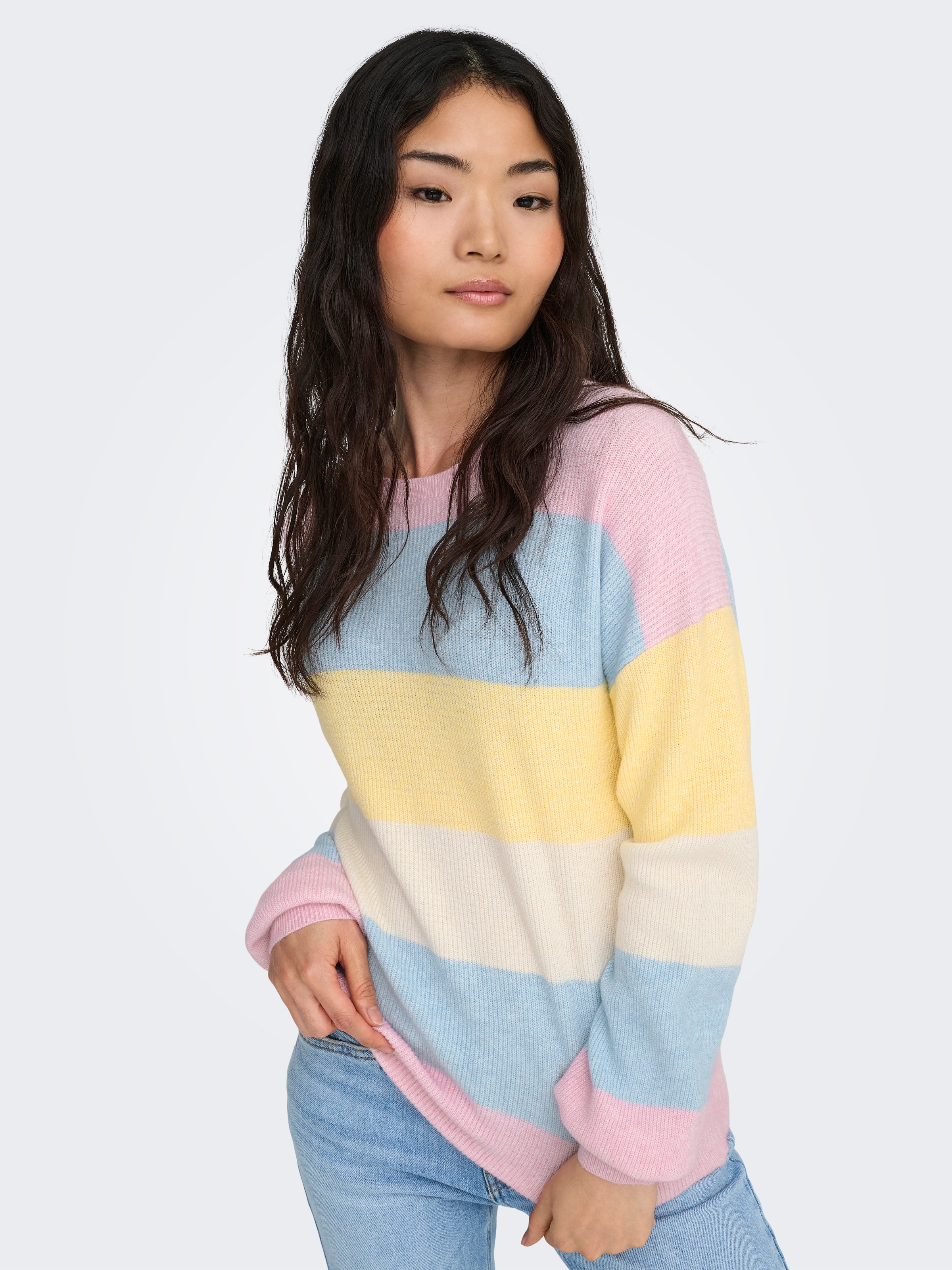ONLY Strickpullover "ONLATIA L/S STRIPE PULLOVER KNT NOOS" Viskosemischung, günstig online kaufen