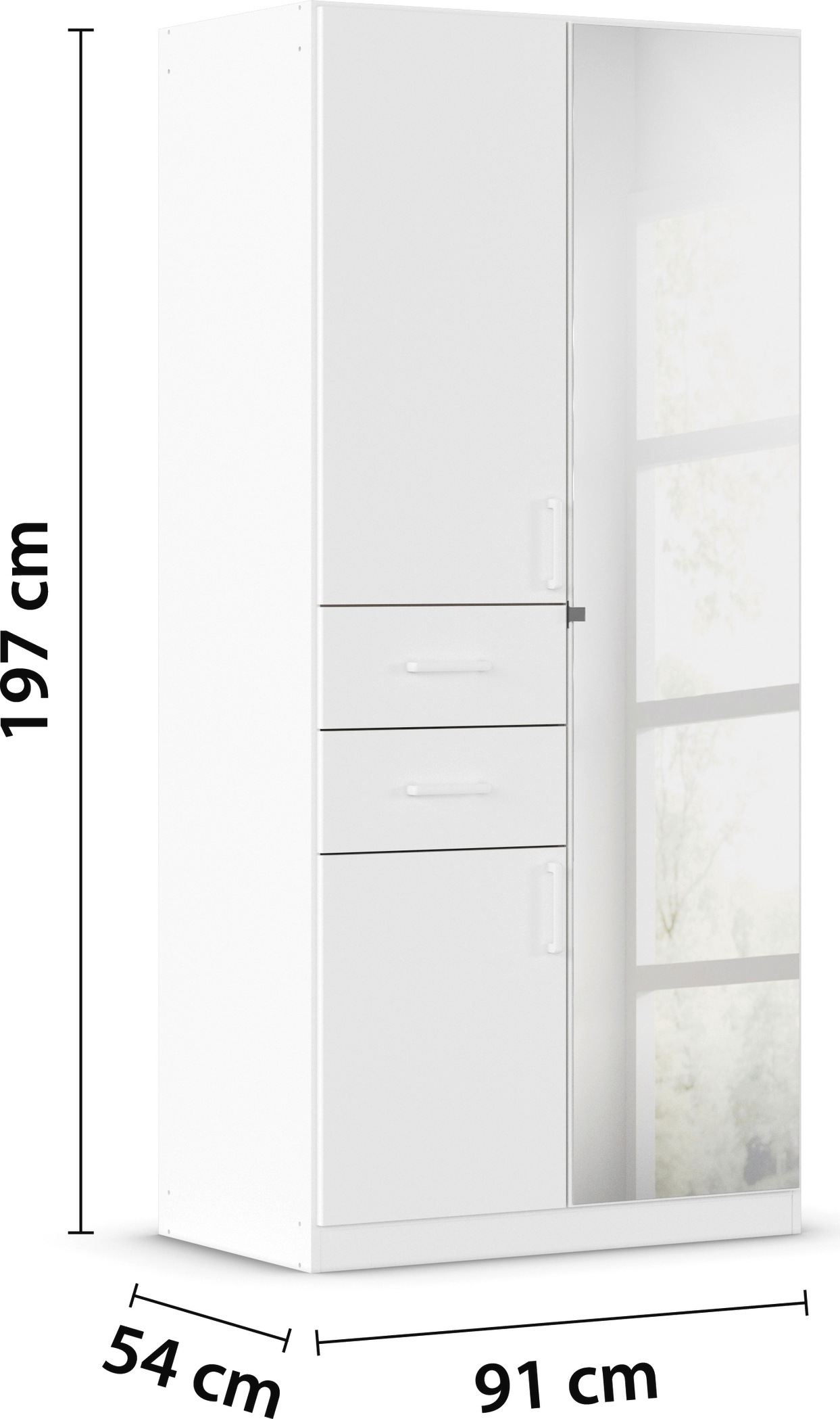 rauch Drehtürenschrank »Maika« mit Spiegel, 2 Schubladen, in verschiedenen Breiten, Höhen und Farben