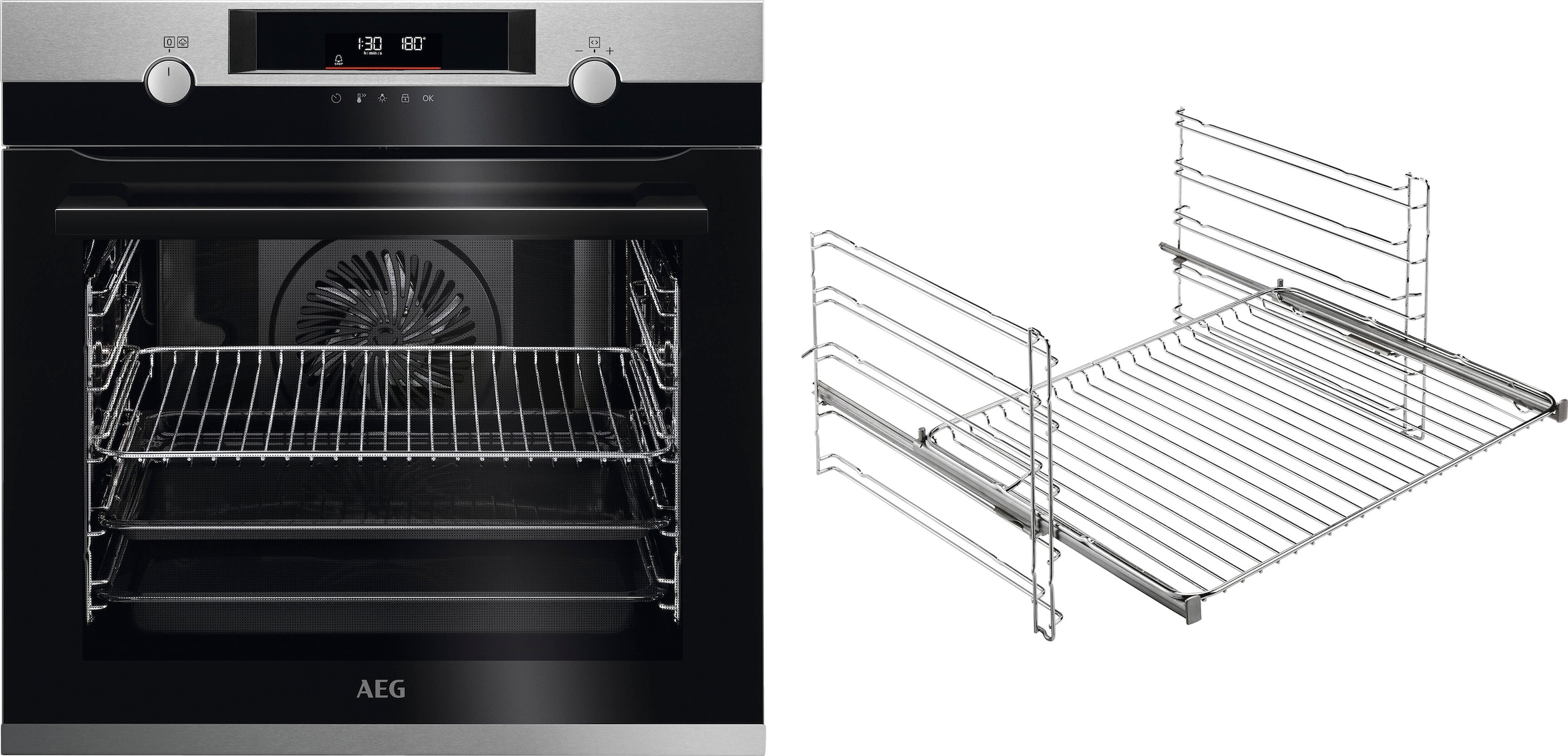 AEG Einbaubackofen 6000 "BPE55526BM 944188761", mit 1-fach-Teleskopauszug, Pyrolyse-Selbstreinigung