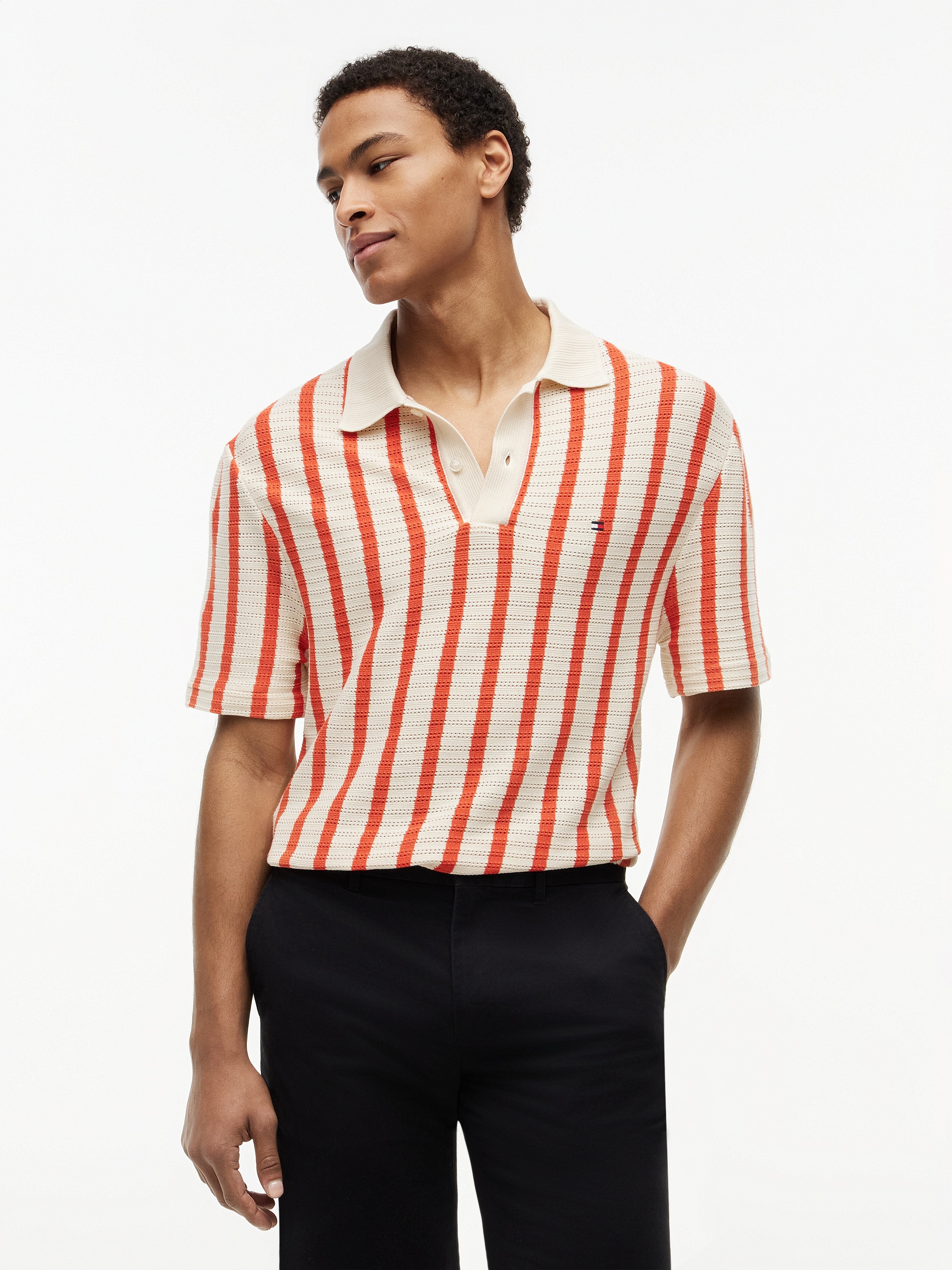 Tommy Hilfiger Poloshirt "OPEN KNIT RELAXED FIT POLO" aus Lochstrick, relaxed