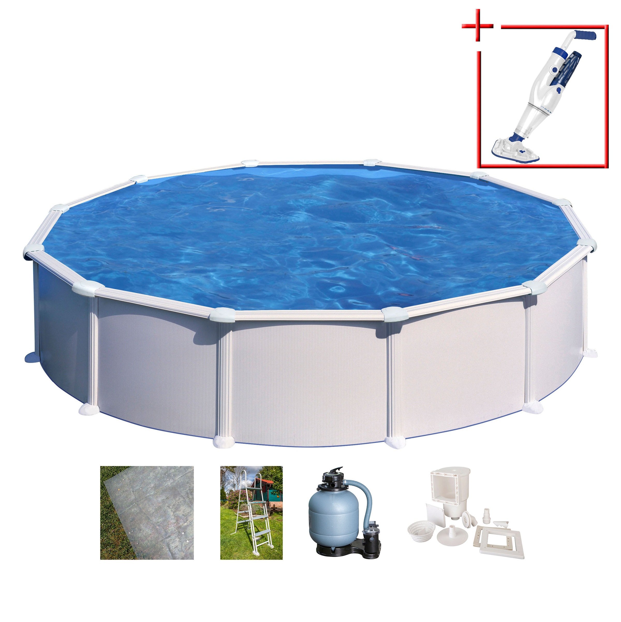 Gre Rundpool "ATLANTIS inkl. Zubehör" Höhe: 132 cm, in versch. Größen