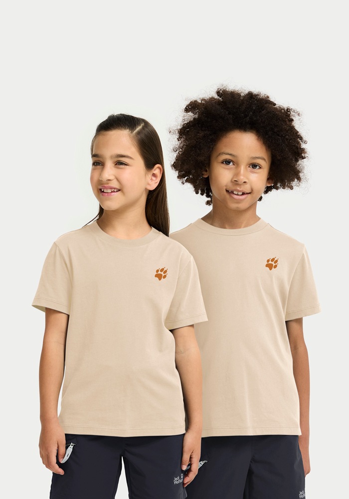 JACK WOLFSKIN Mädchen T-Shirt "PAW T K"paw, oyster, Gr. 140, Obermaterial: 100% BAUMWOLLE, Shirts