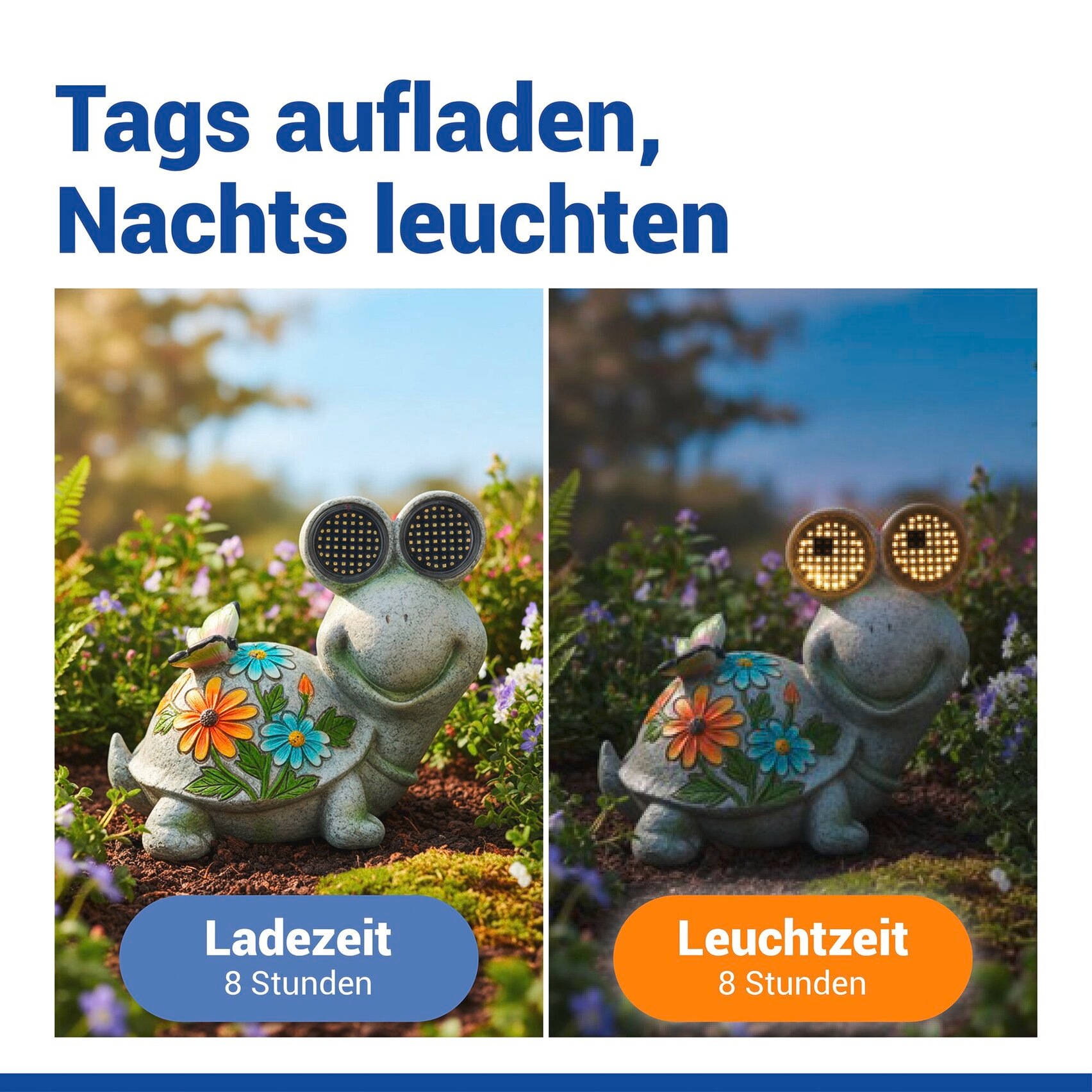 Maximex LED Dekofigur »Modell Blinky Eyes Schildkröte« Warmweiß solarbetriebene Gartenfigur mit leuchtenden Augen, für Garten & Balkon