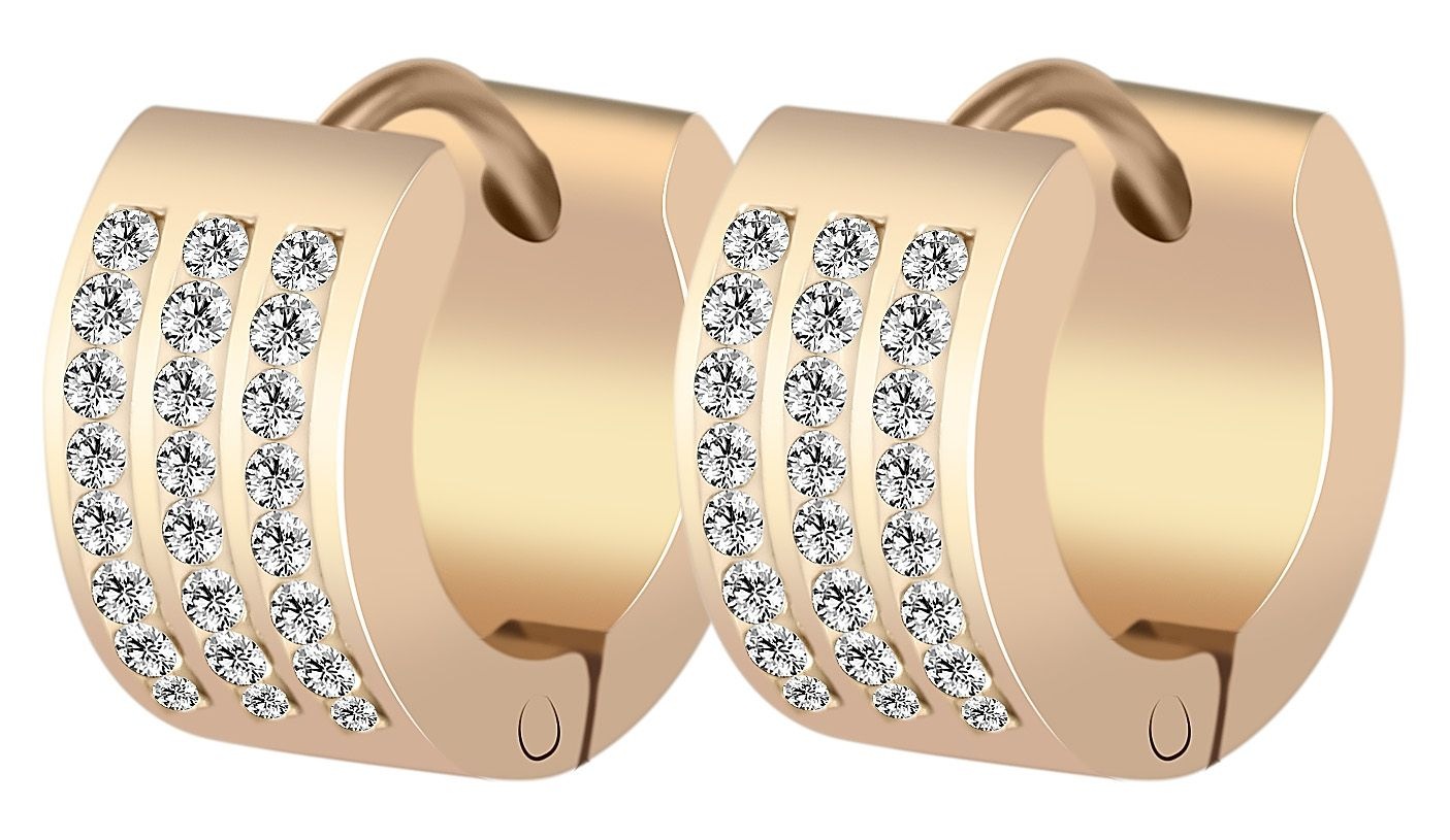 Adelia´s Klappcreolen "Damen Ohrringe – Klappcreole aus Edelstahl mit Stras günstig online kaufen